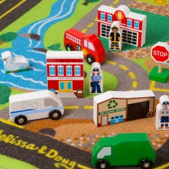 Educators Resource Melissa & Doug Deluxe Road Rug Play Set with Wooden Accessories* Playsets & Vehicles