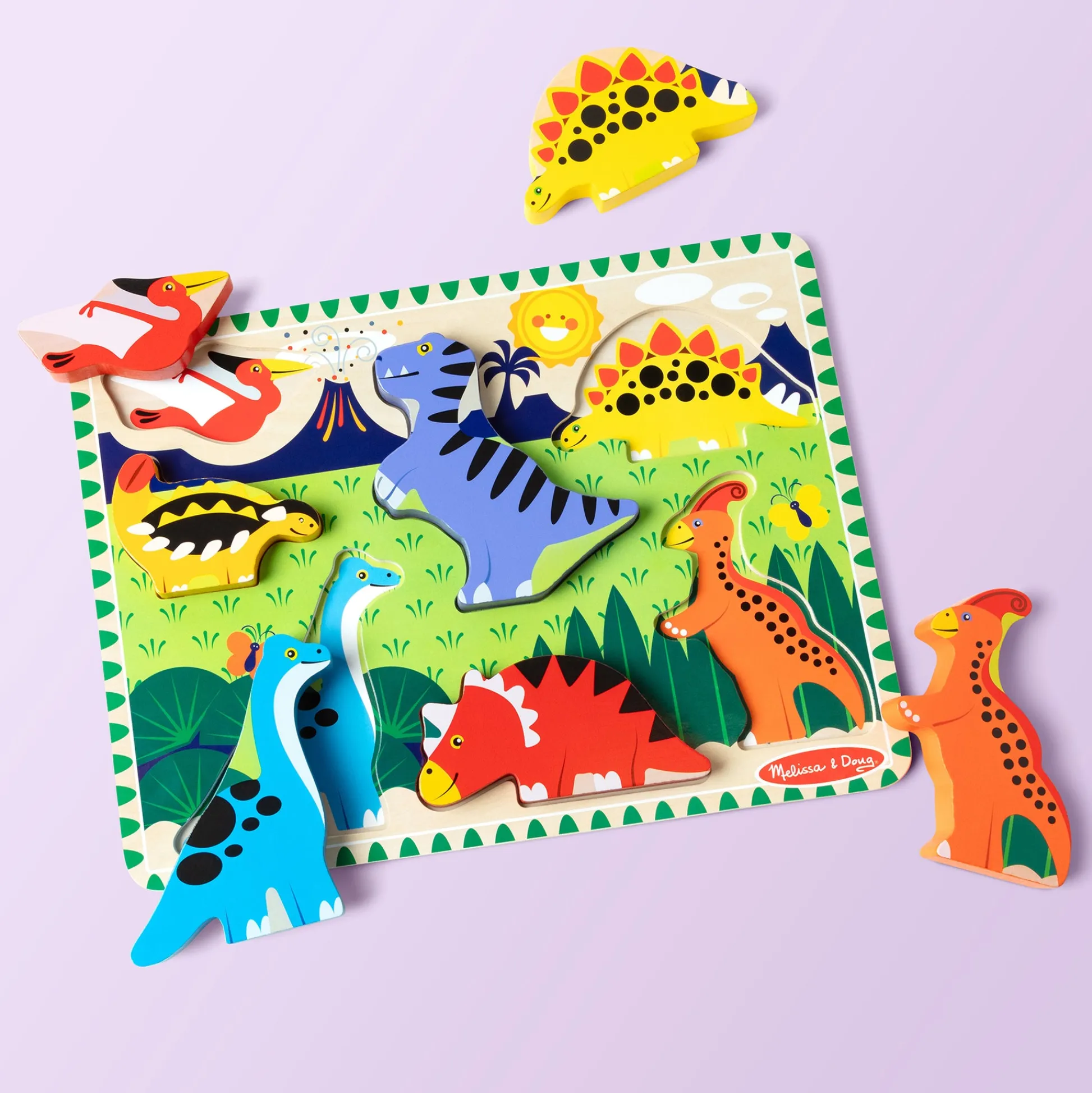 Educators Resource Melissa & Doug Dinosaur Theme 7-Piece Wooden Chunky Puzzle* Puzzles