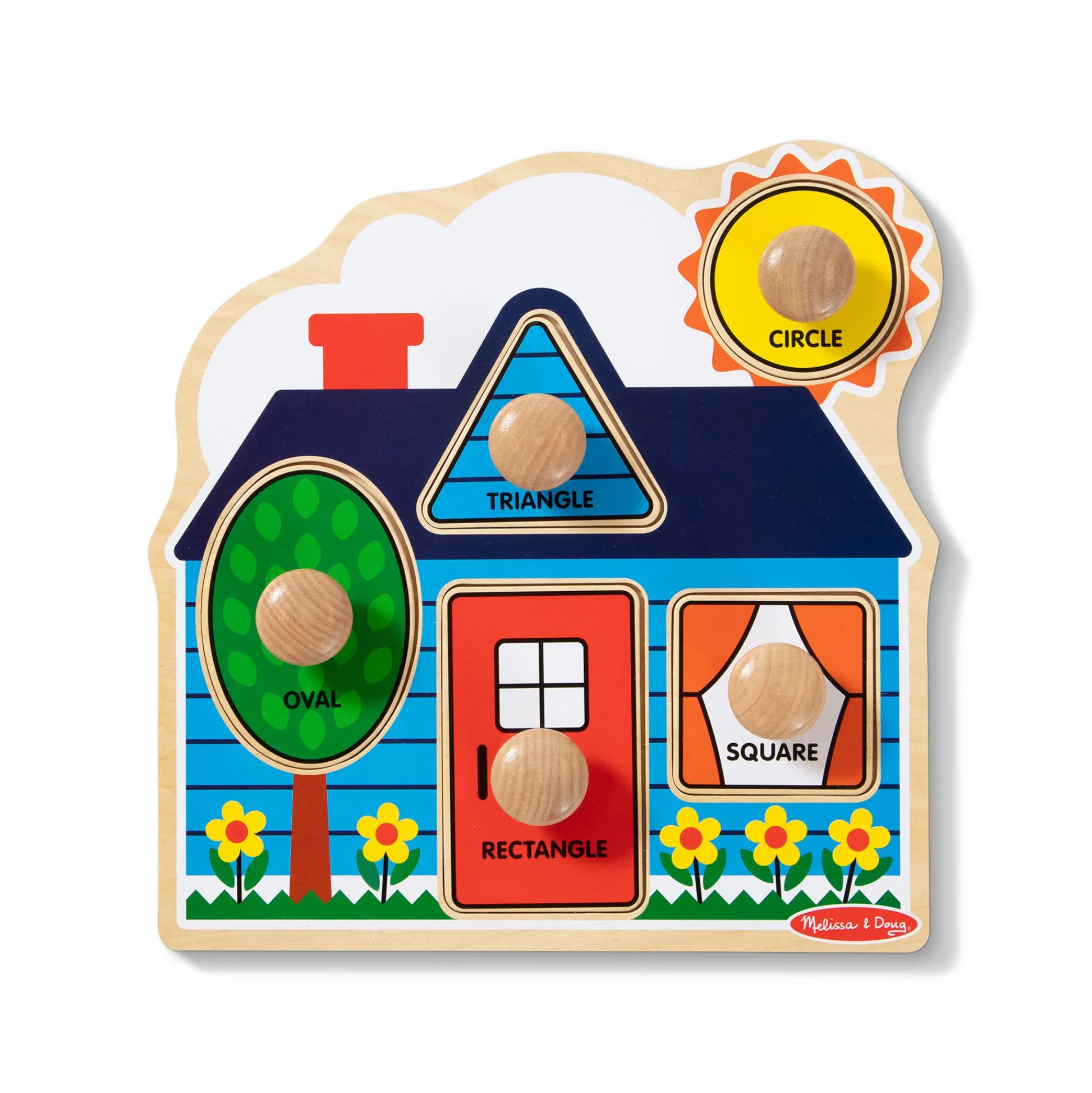 Educators Resource Melissa & Doug First Shapes Jumbo Knob Puzzle – Cabin & Cottage Theme* Preschool Education Toys & Activities|Puzzles