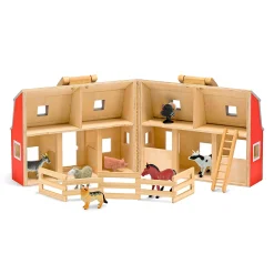 Educators Resource Melissa & Doug Fold & Go Wooden Barn Playset - Bright Red* Playsets & Vehicles