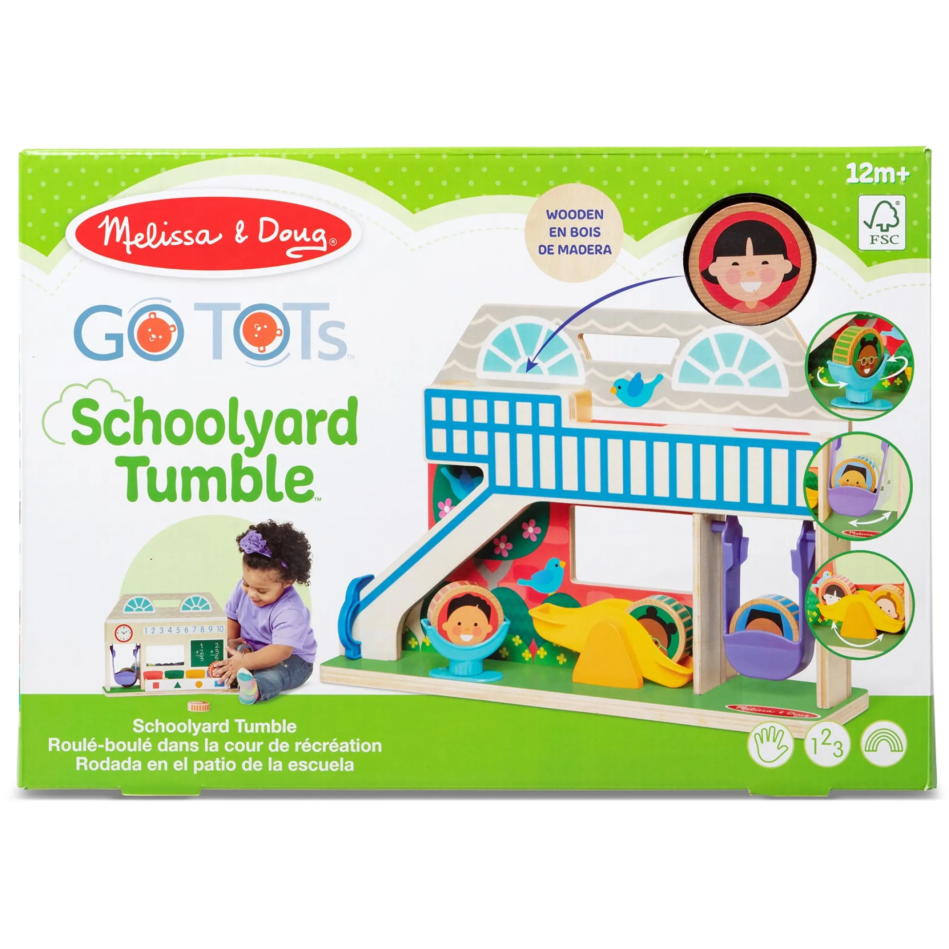 Educators Resource Melissa & Doug GO TOTs Schoolyard Tumble – Interactive Wooden Play Set* Preschool Figures & Playsets|Preschool Education Toys & Activities