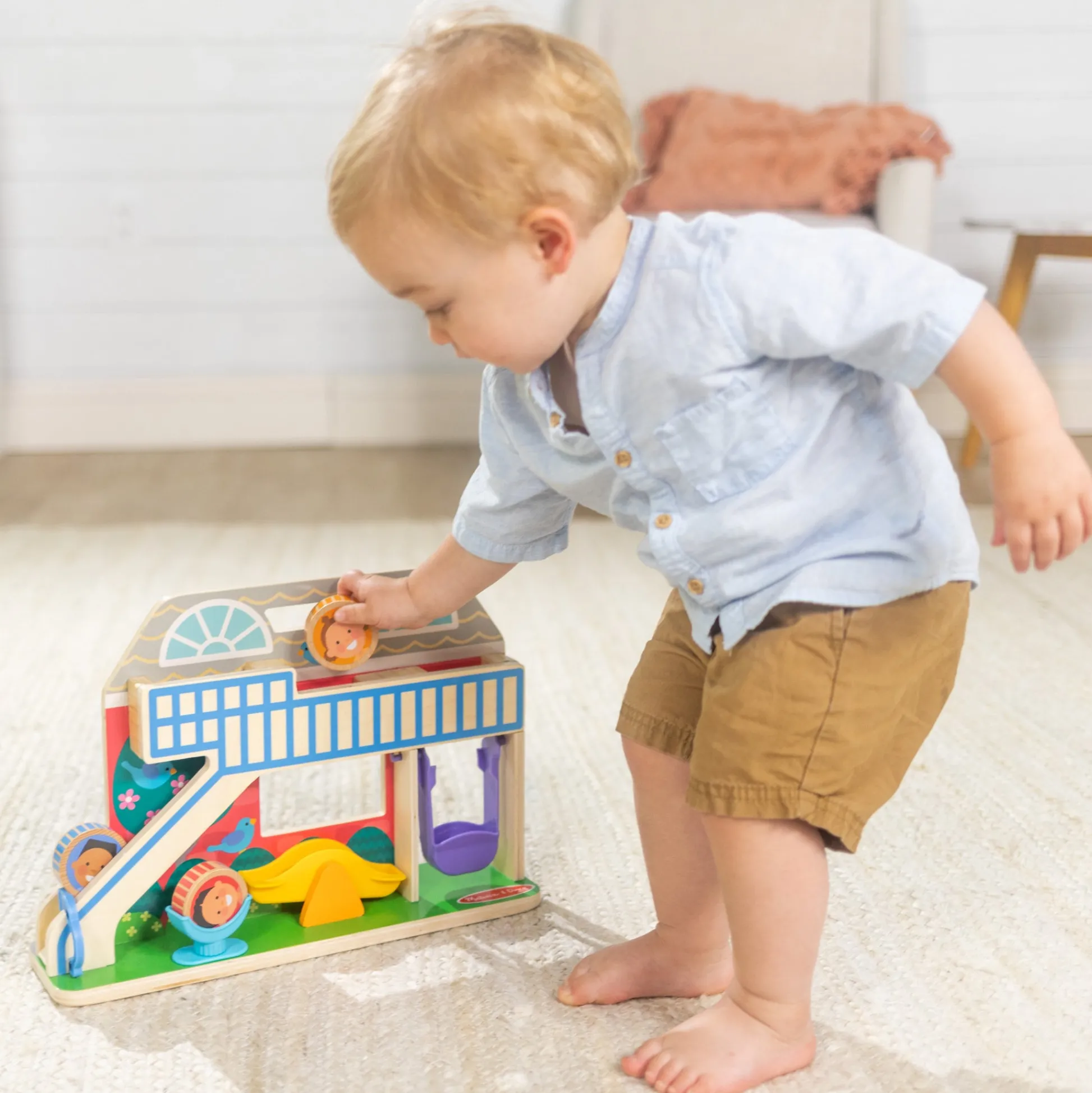Educators Resource Melissa & Doug GO TOTs Schoolyard Tumble – Interactive Wooden Play Set* Preschool Figures & Playsets|Preschool Education Toys & Activities