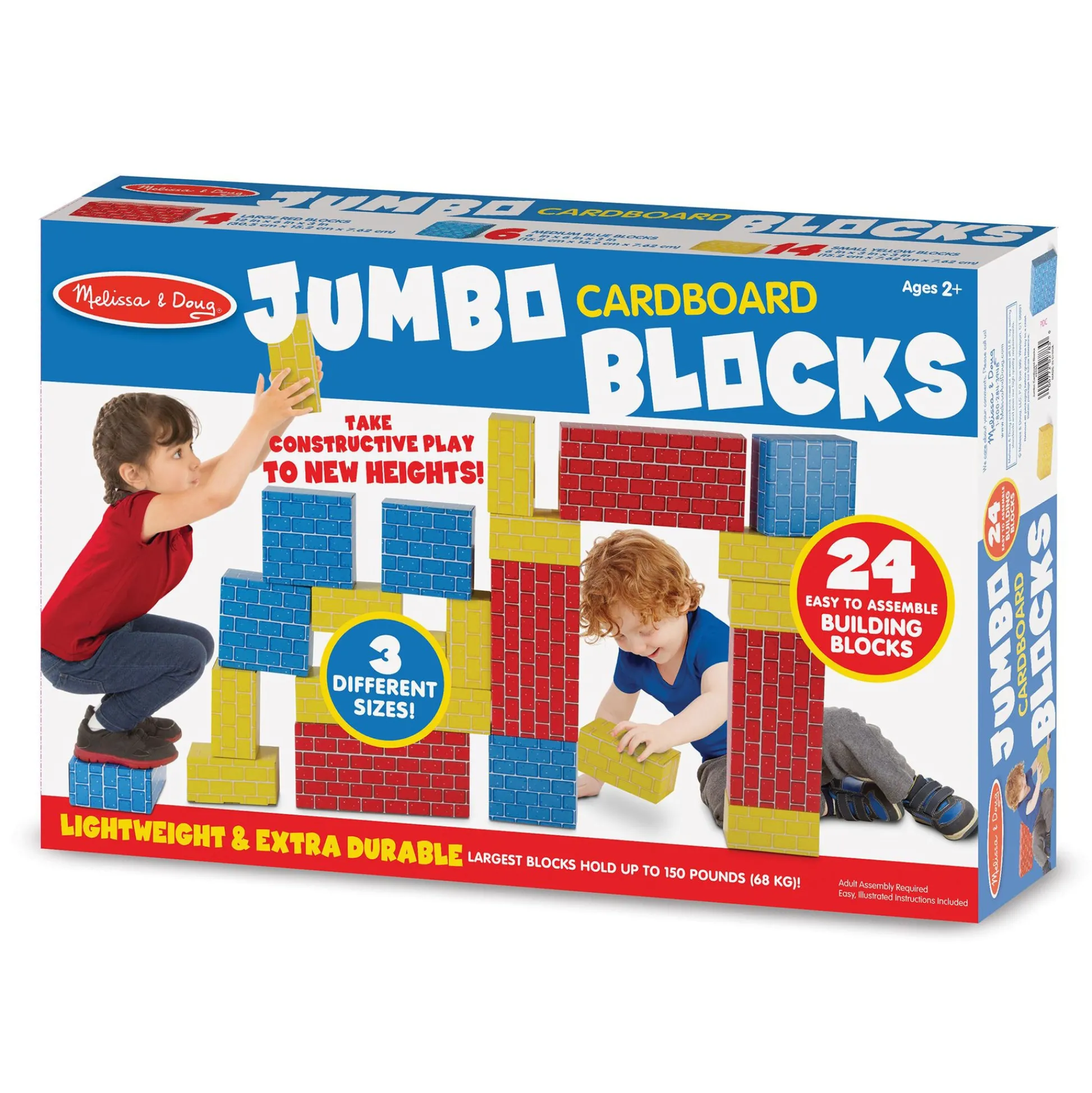 Educators Resource Melissa & Doug Jumbo Cardboard Building Blocks, 24-Piece Colorful Set* Wood & Jumbo Blocks