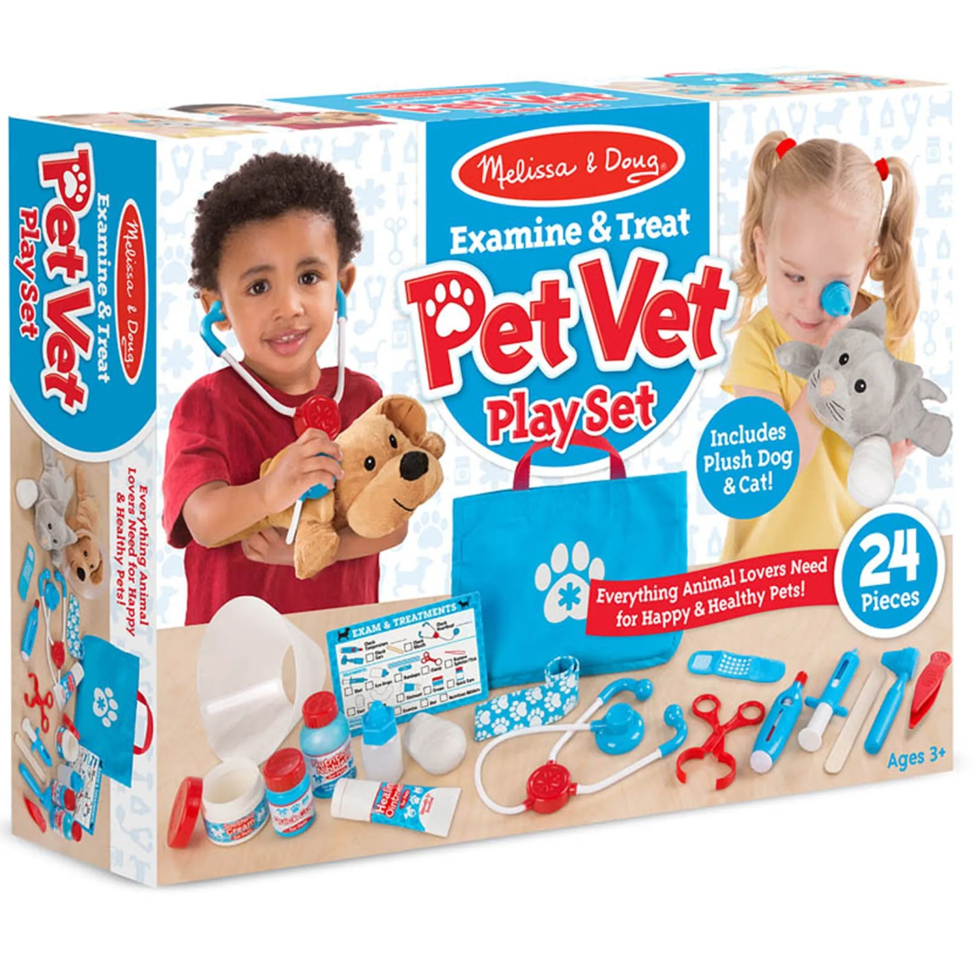 Educators Resource Melissa & Doug Pet Vet Play Set - 24-Piece Examine & Treat Kit* Animal Figures|Dress Up