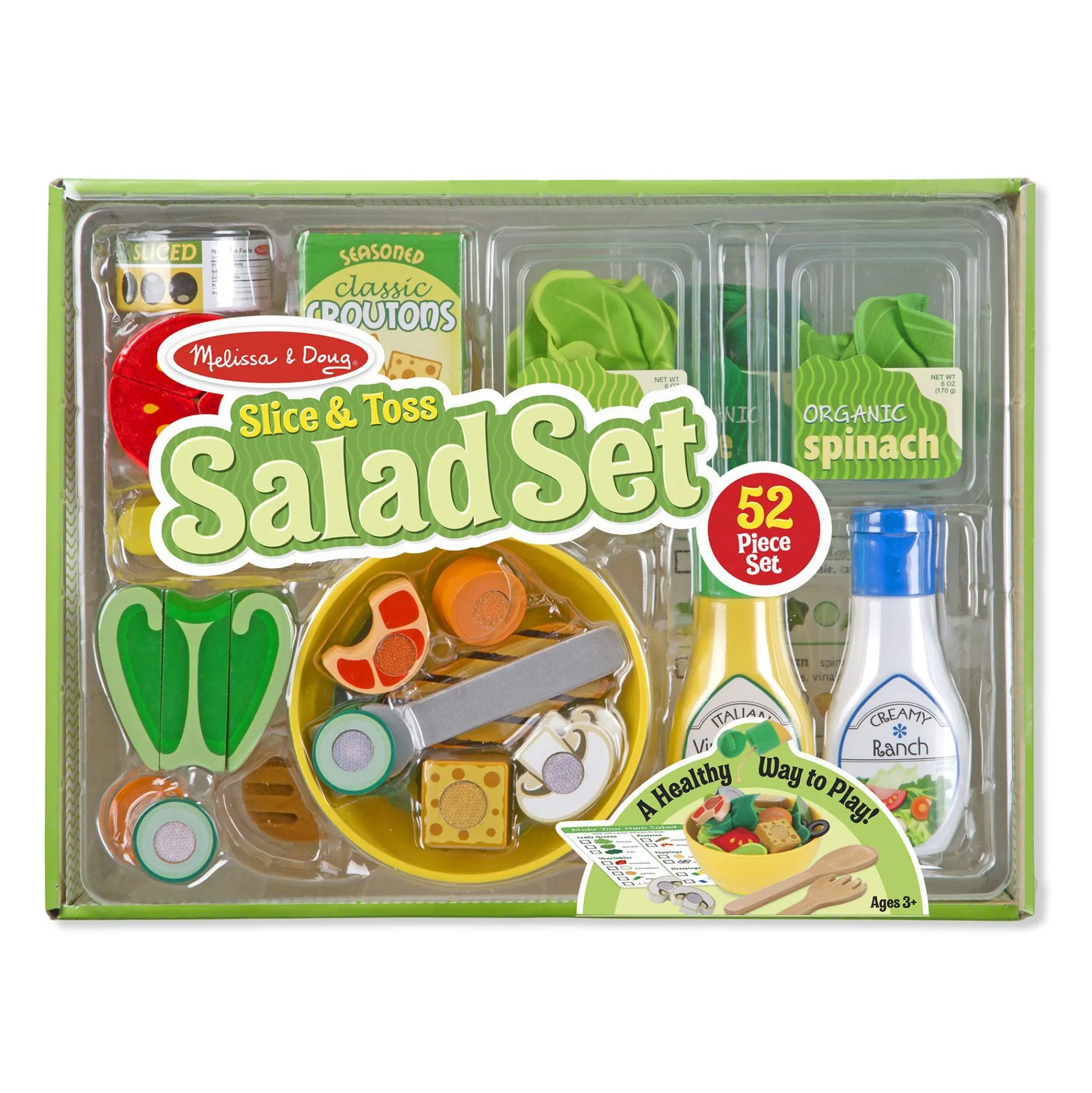 Educators Resource Melissa & Doug 52-Piece Slice & Toss Salad Playset* Kitchens & Play Food|Dress Up