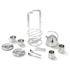 Educators Resource Melissa & Doug 11-Piece Stainless Steel Tea Set - Playtime Elegance* Kitchens & Play Food|Dress Up