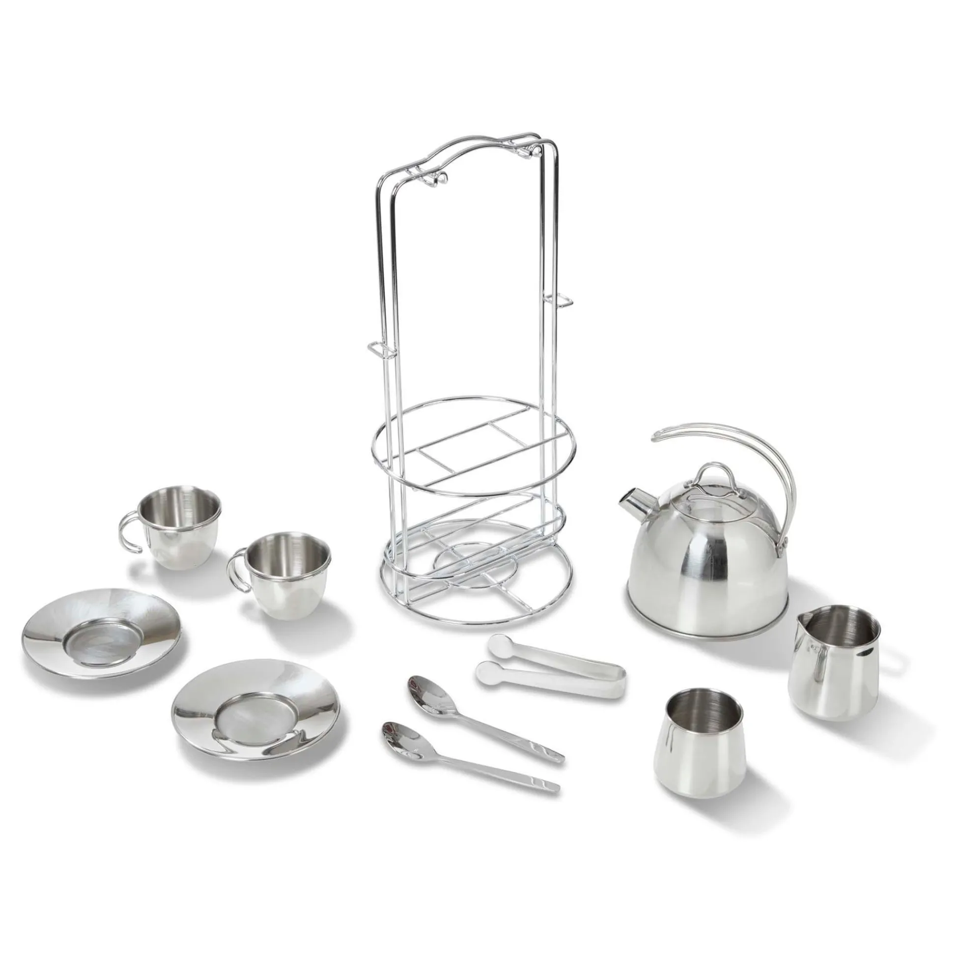 Educators Resource Melissa & Doug 11-Piece Stainless Steel Tea Set - Playtime Elegance* Kitchens & Play Food|Dress Up
