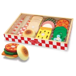 Educators Resource Melissa & Doug 16-Piece Wooden Sandwich Shop Play Set* Kitchens & Play Food|Dress Up