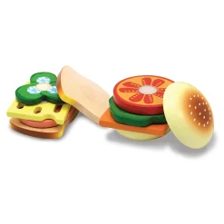 Educators Resource Melissa & Doug 16-Piece Wooden Sandwich Shop Play Set* Kitchens & Play Food|Dress Up