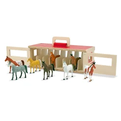 Educators Resource Melissa & Doug Portable Wooden Show-Horse Stable Play Set* Animal Figures|Dress Up
