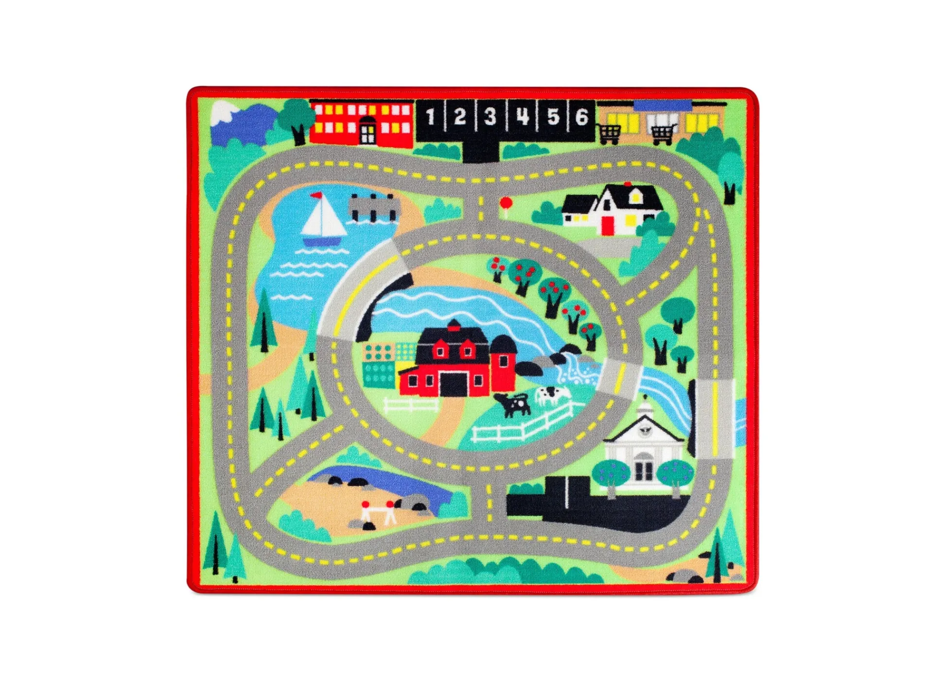 Educators Resource Melissa & Doug Round the Town Road Rug & 4 Wooden Cars Play Set* Preschool Vehicles|Preschool Education Toys & Activities