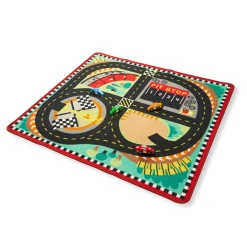 Educators Resource Melissa & Doug Speedway Race Track Rug with 4 Wooden Cars Set* Playsets & Vehicles