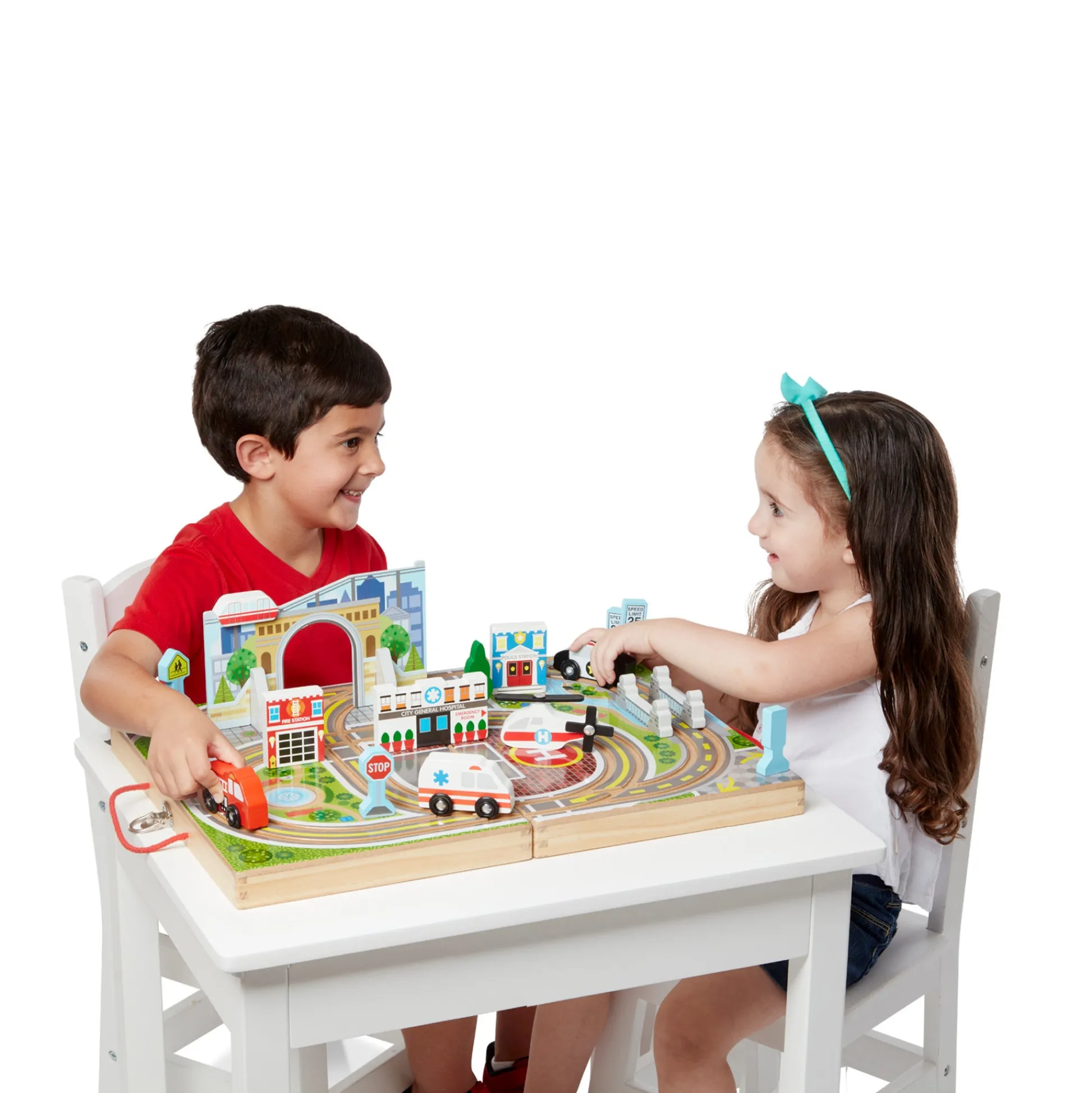 Educators Resource Melissa & Doug Take Along Town Play Set with Wooden Storage Case* Preschool Vehicles|Preschool Education Toys & Activities