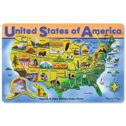 Educators Resource Melissa & Doug U.S.A. Map Wooden Puzzle - 45 Pieces - Interactive Geography Learning* Puzzles
