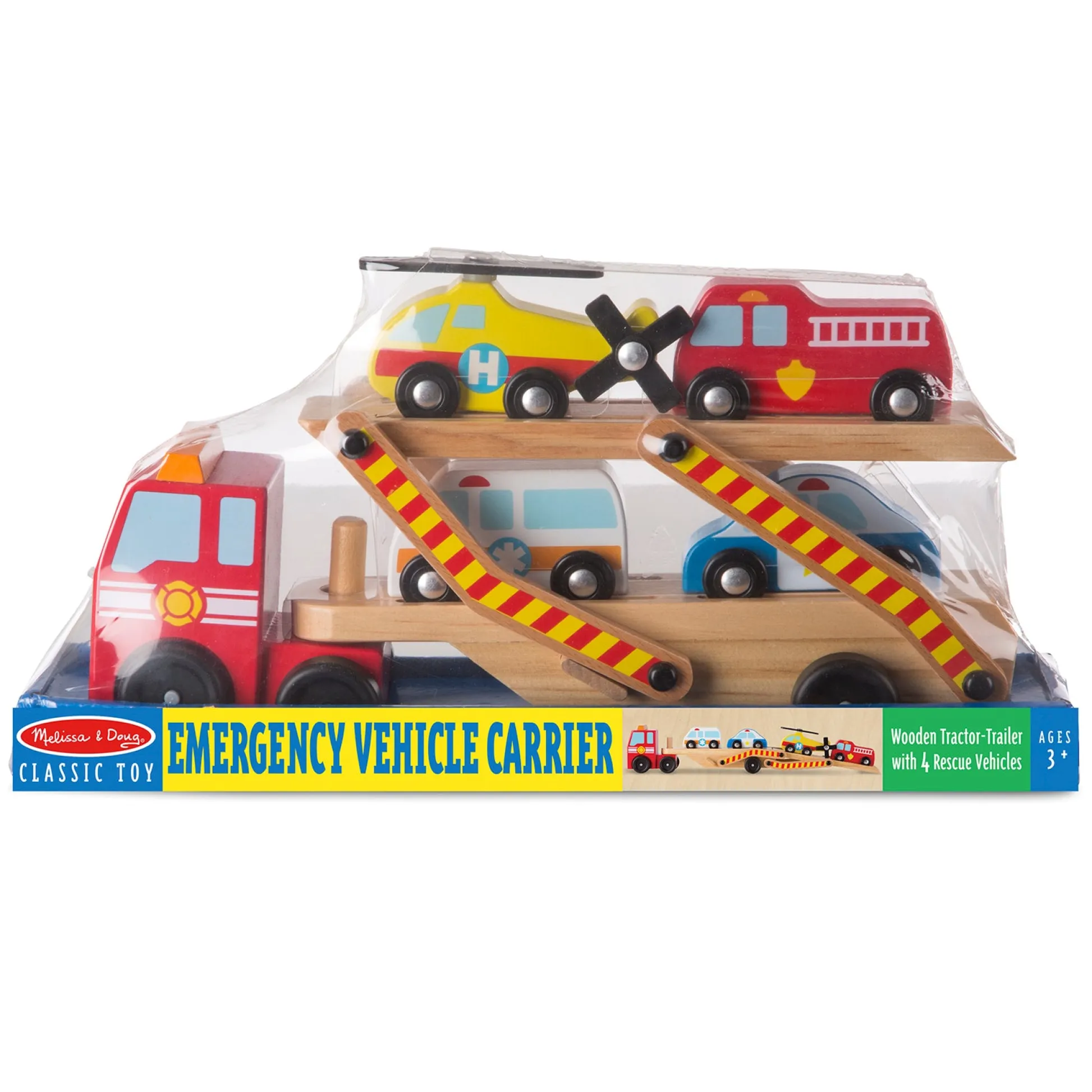 Educators Resource Melissa & Doug Wooden Emergency Vehicle Carrier Set* Playsets & Vehicles