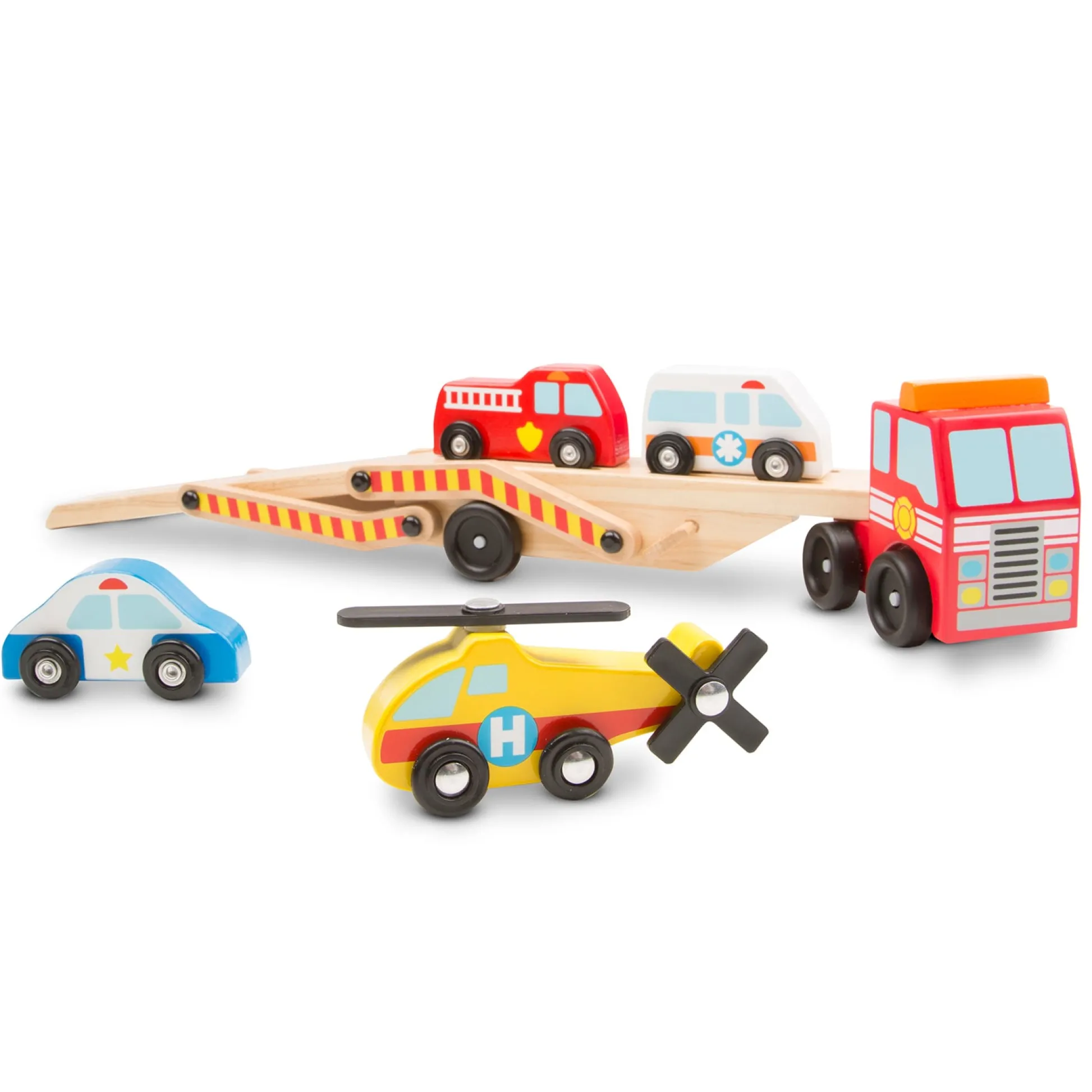Educators Resource Melissa & Doug Wooden Emergency Vehicle Carrier Set* Playsets & Vehicles