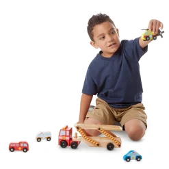 Educators Resource Melissa & Doug Wooden Emergency Vehicle Carrier Set* Playsets & Vehicles