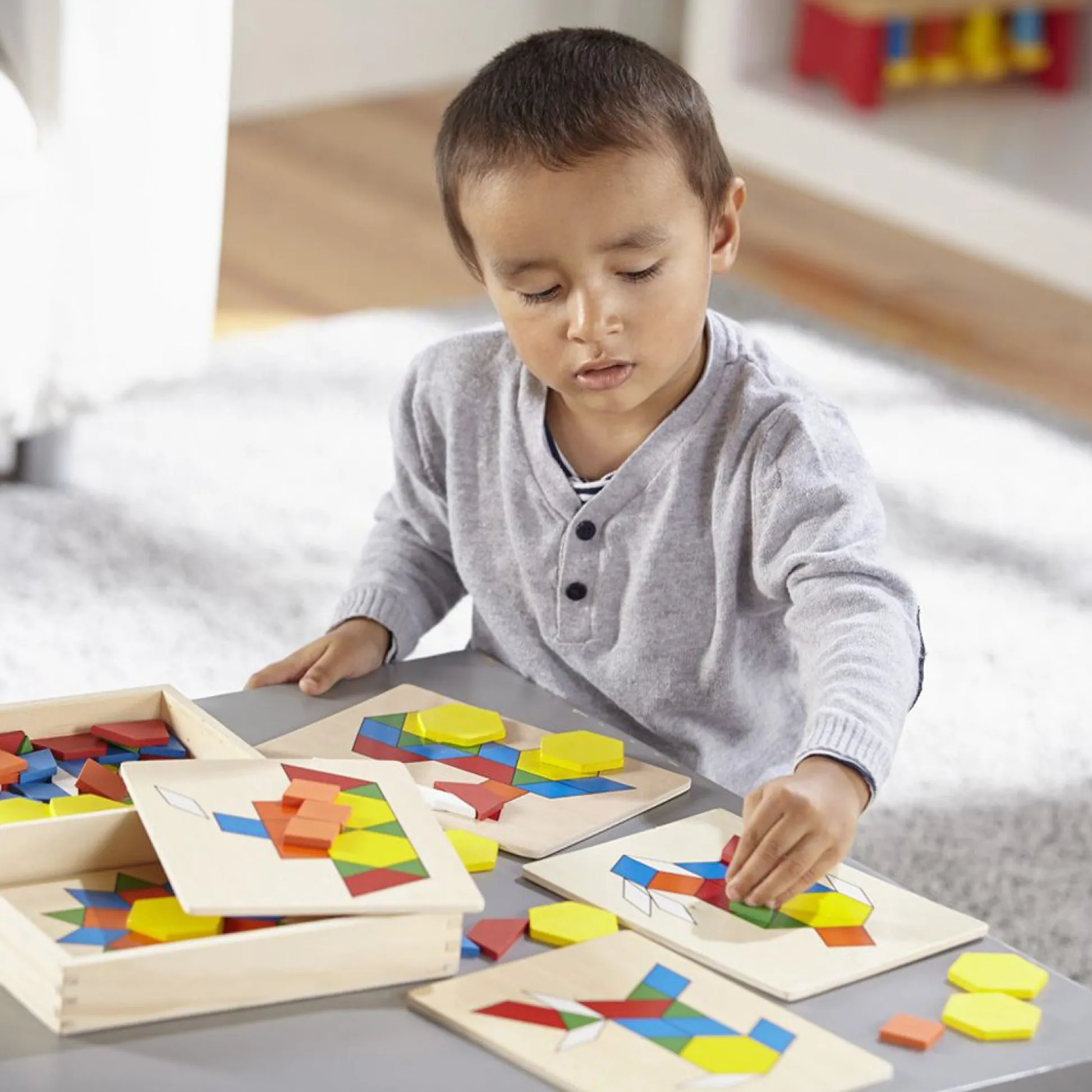 Educators Resource Melissa & Doug Wooden Pattern Blocks & Boards - Creative Colorful Educational Toy* Wood & Jumbo Blocks