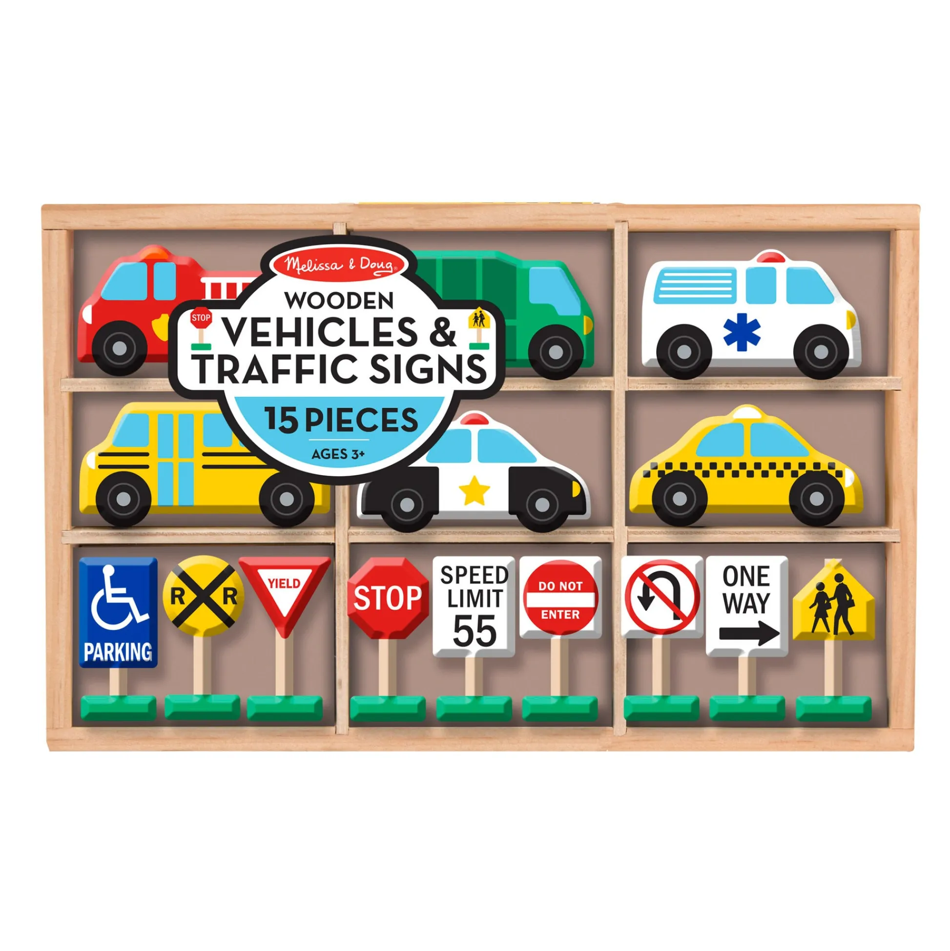 Educators Resource Melissa & Doug Wooden Traffic Adventure Play Set - 15 Pieces* Preschool Vehicles|Preschool Education Toys & Activities