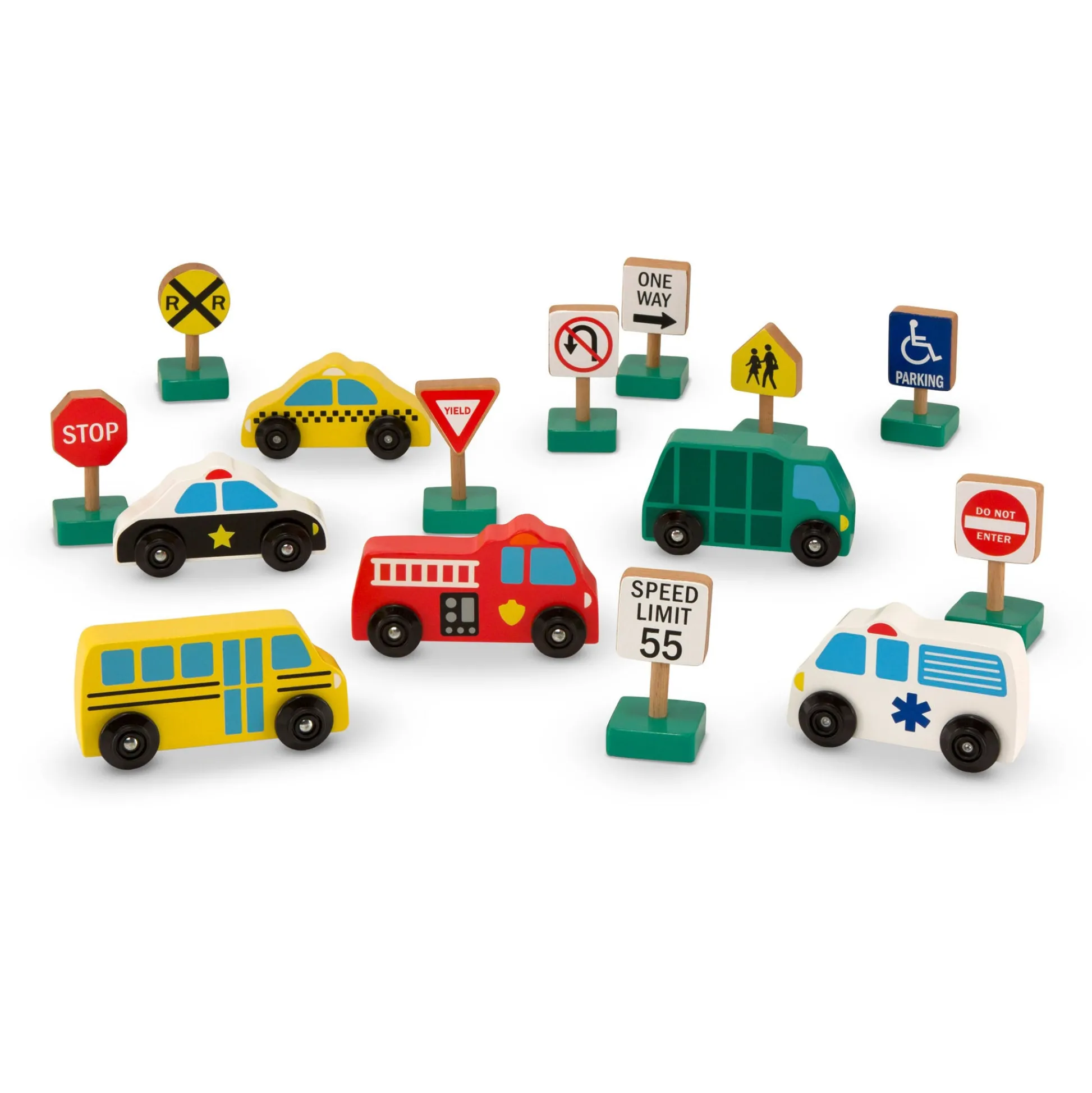 Educators Resource Melissa & Doug Wooden Traffic Adventure Play Set - 15 Pieces* Preschool Vehicles|Preschool Education Toys & Activities