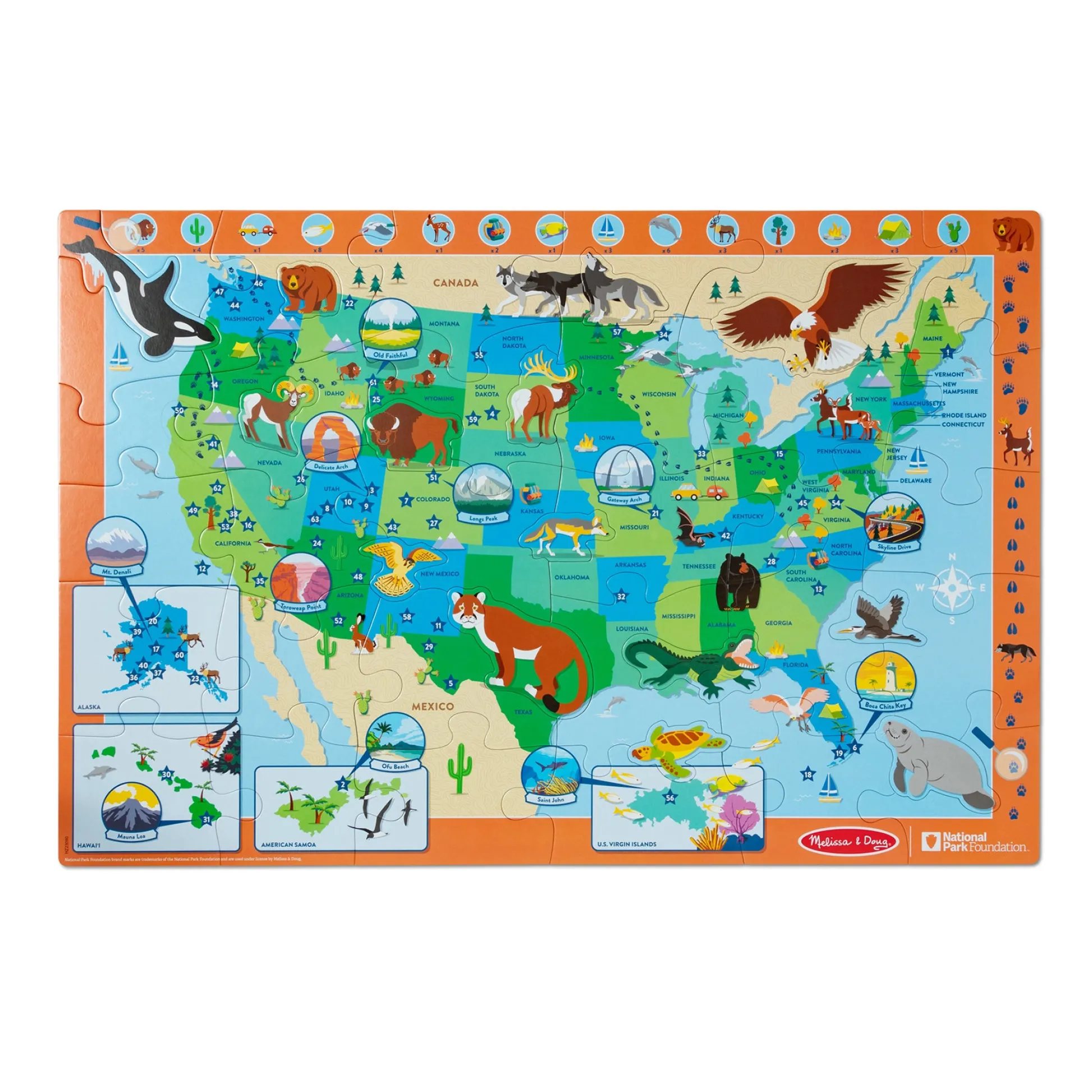 Educators Resource Melleysa & Doug USA National Parks 45 pc Floor Puzzle* Puzzles