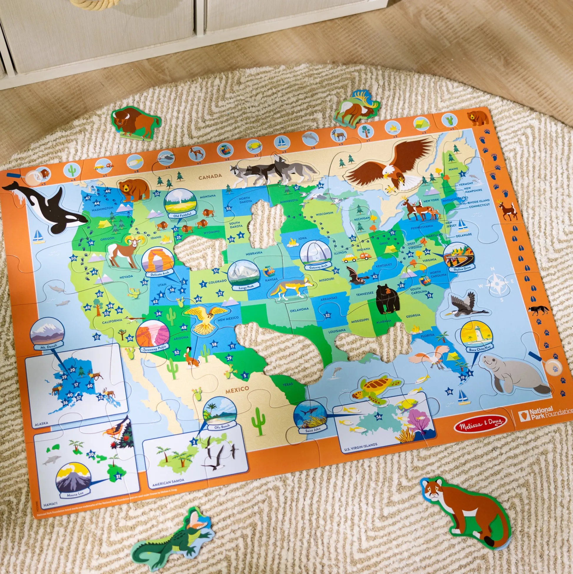 Educators Resource Melleysa & Doug USA National Parks 45 pc Floor Puzzle* Puzzles