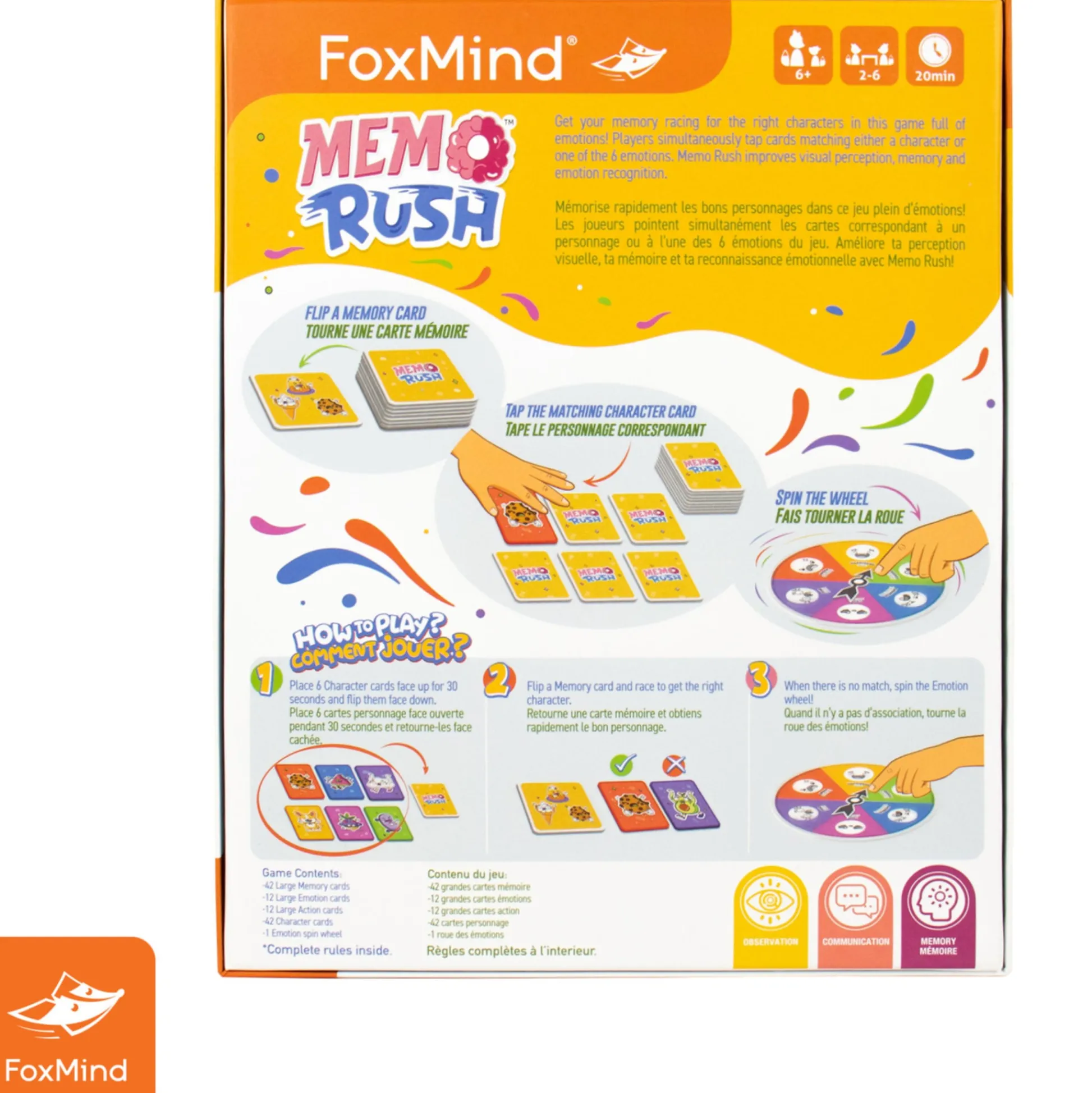 Flat River Group Memo Rush - FoxMind Matching Memory Emotion Game for Family Game Night* Family & Entertainments Games|Social & Emotional Skills
