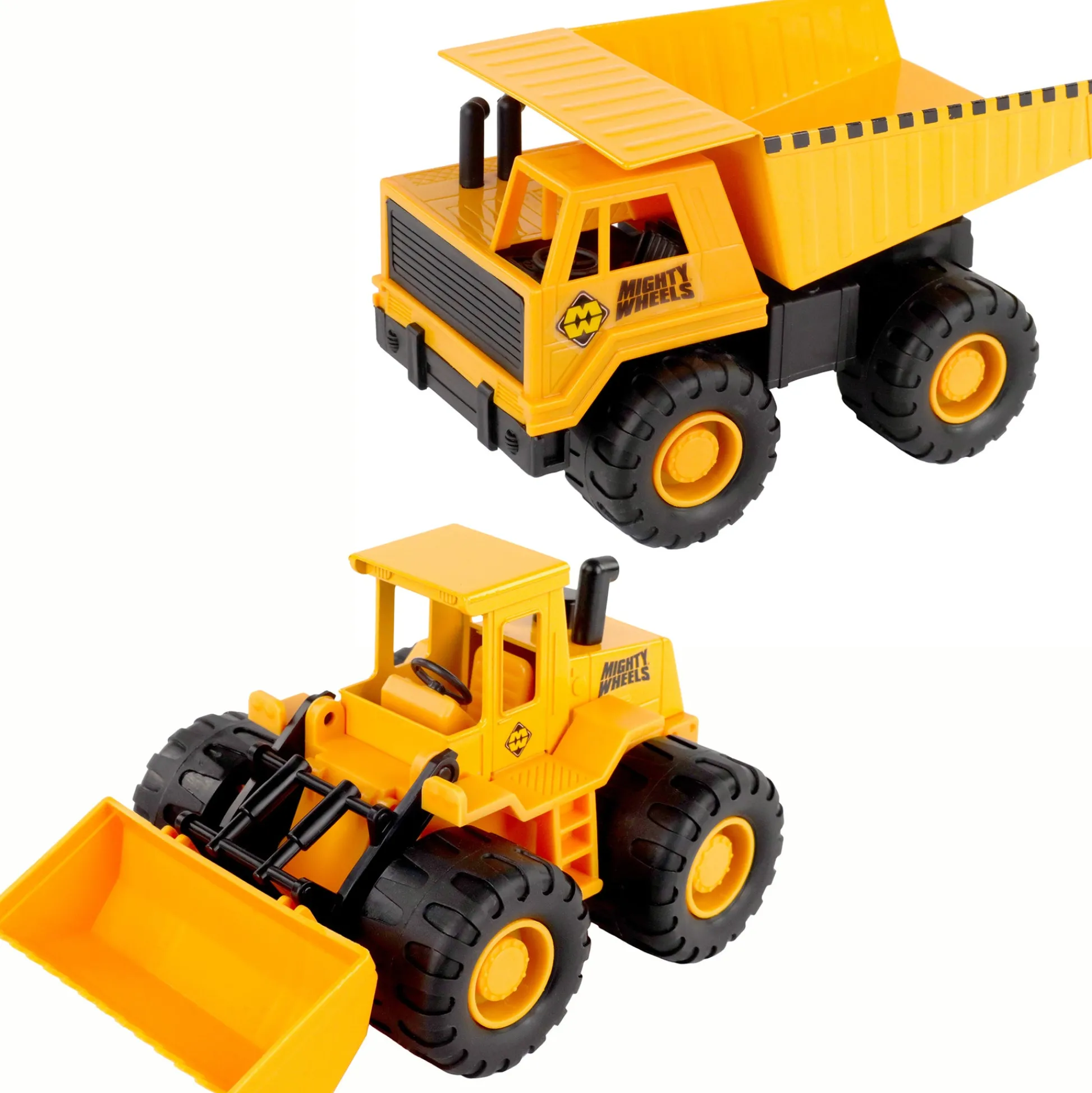Flat River Group Mighty Wheels Construction Twin Pack - 7" Dump Truck & Front Loader* Farm & Construction Vehicles