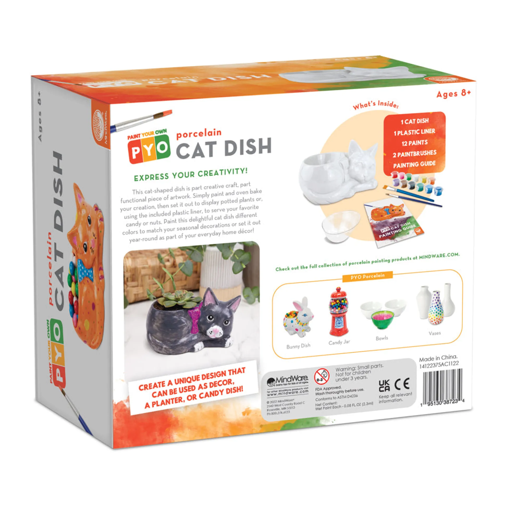 AreYouGame MindWare Creative Arts Paint Your Own Porcelain Cat Dish Kit* Drawing, Color & Painting