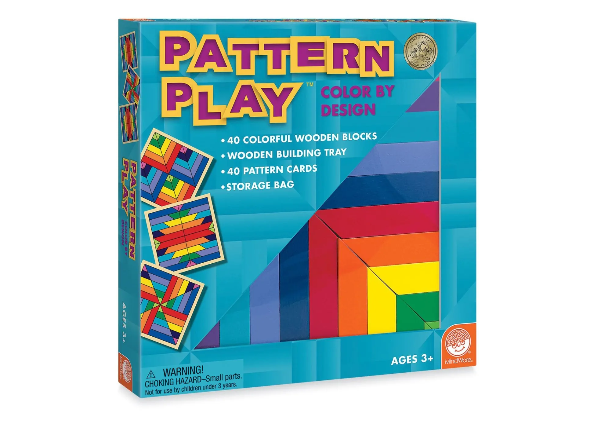 AreYouGame MindWare Pattern Play Colorful Wooden Blocks and Tray Set* Wood & Jumbo Blocks