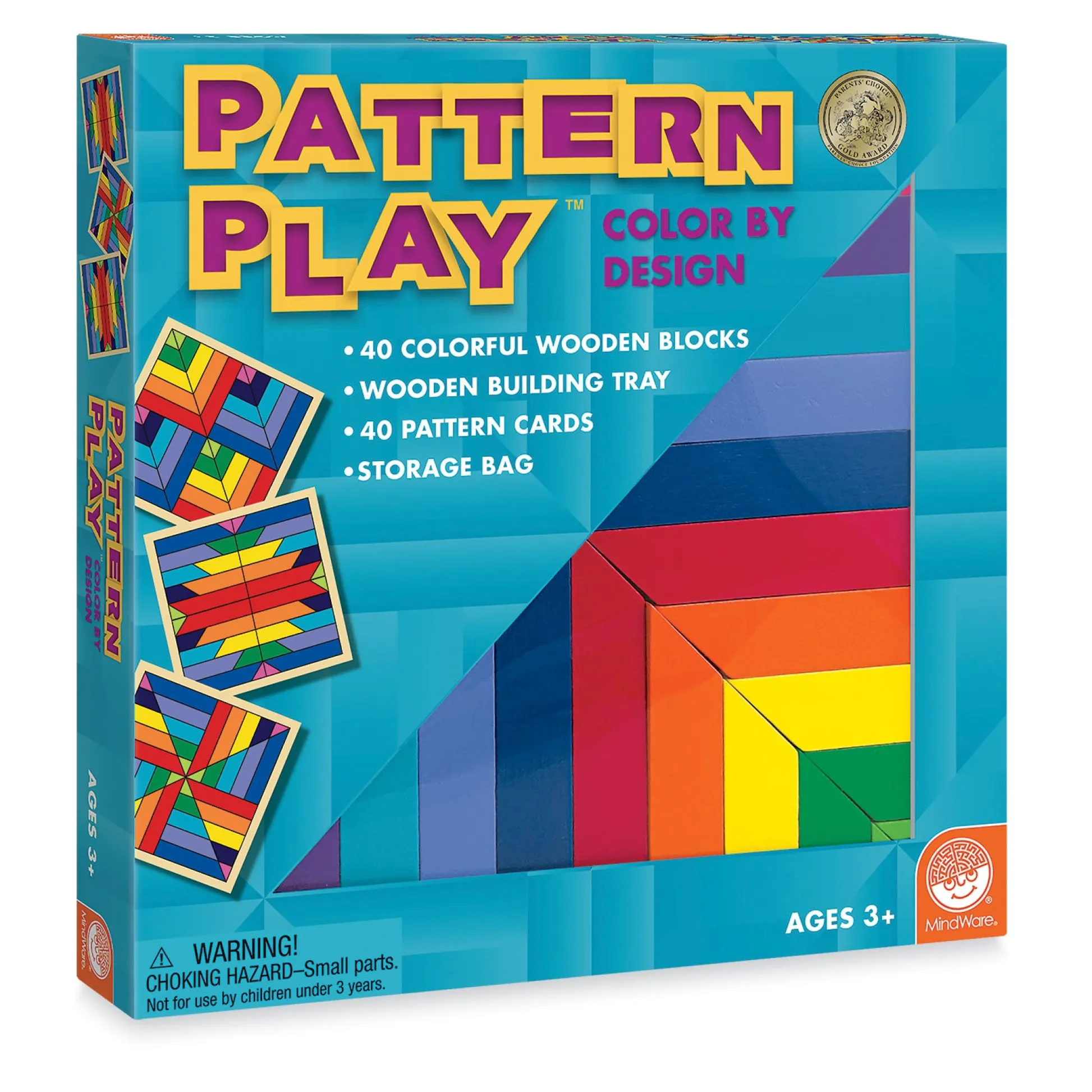 Educators Resource MindWare Pattern Play Colorful Wooden Block Set - 40 Pieces* Wood & Jumbo Blocks