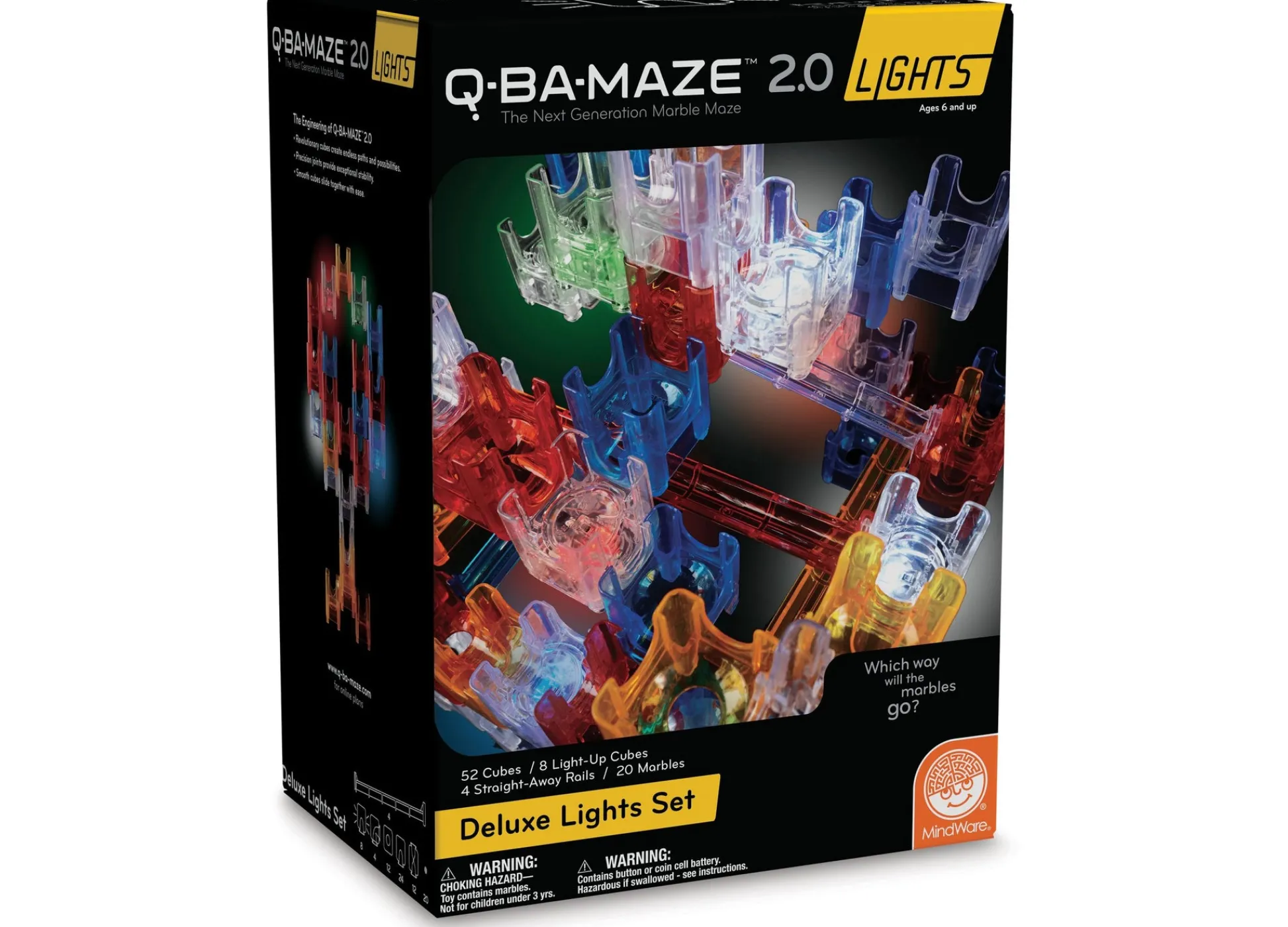 AreYouGame MindWare Q-BA-MAZE 2.0 Deluxe Lights Set - Interactive Marble Maze* Magnetic Tiles & Building Sets