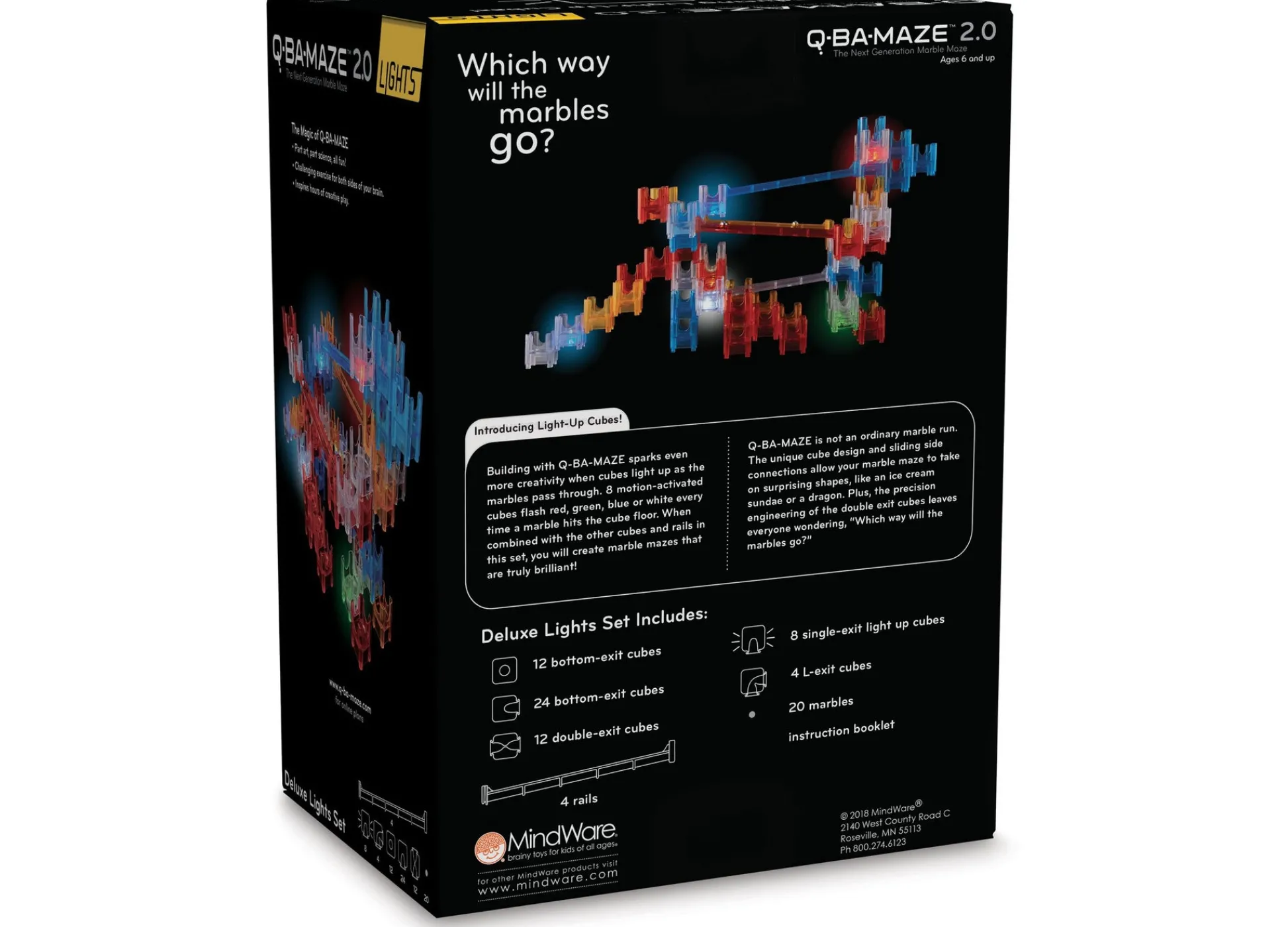 AreYouGame MindWare Q-BA-MAZE 2.0 Deluxe Lights Set - Interactive Marble Maze* Magnetic Tiles & Building Sets
