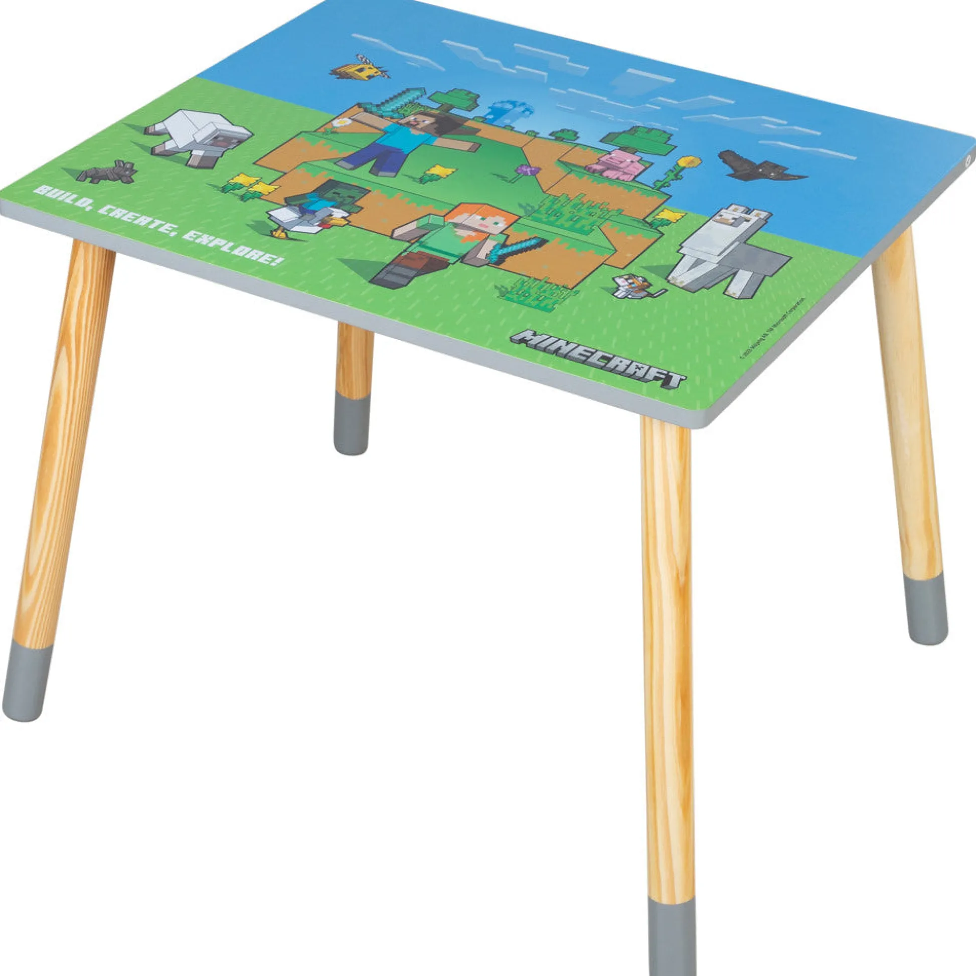 Flat River Group Minecraft Adventure Kids Wooden Table & 2 Chairs Set - Green & Blue* Tables, Storage & Accessories
