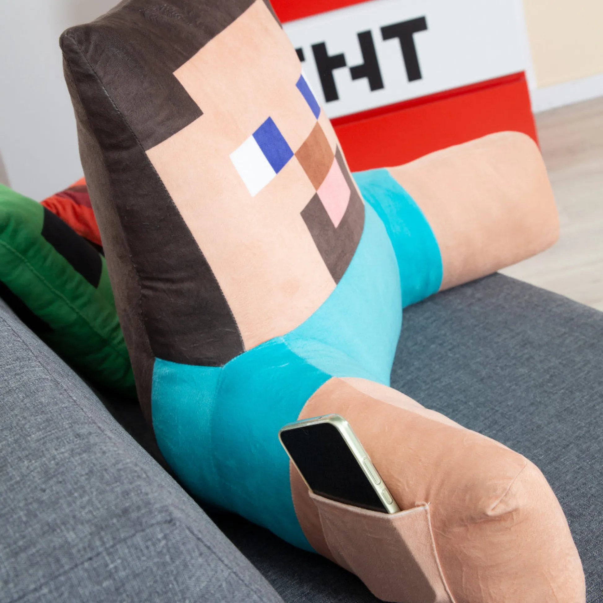 Flat River Group Minecraft Steve Relax Pillow - Character Lounge Cushion with Armrests* Stuffed Animals|Stuffed Animals & Plush Toys