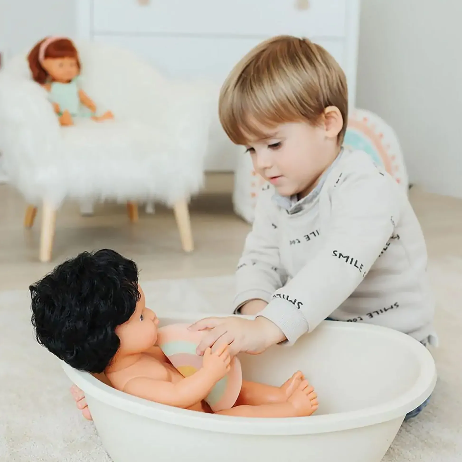 Educators Resource Miniland Eco-Friendly Doll Bathtub Set with Rainbow Sponge* Stuffed Animals & Plush Toys|Social & Emotional Skills