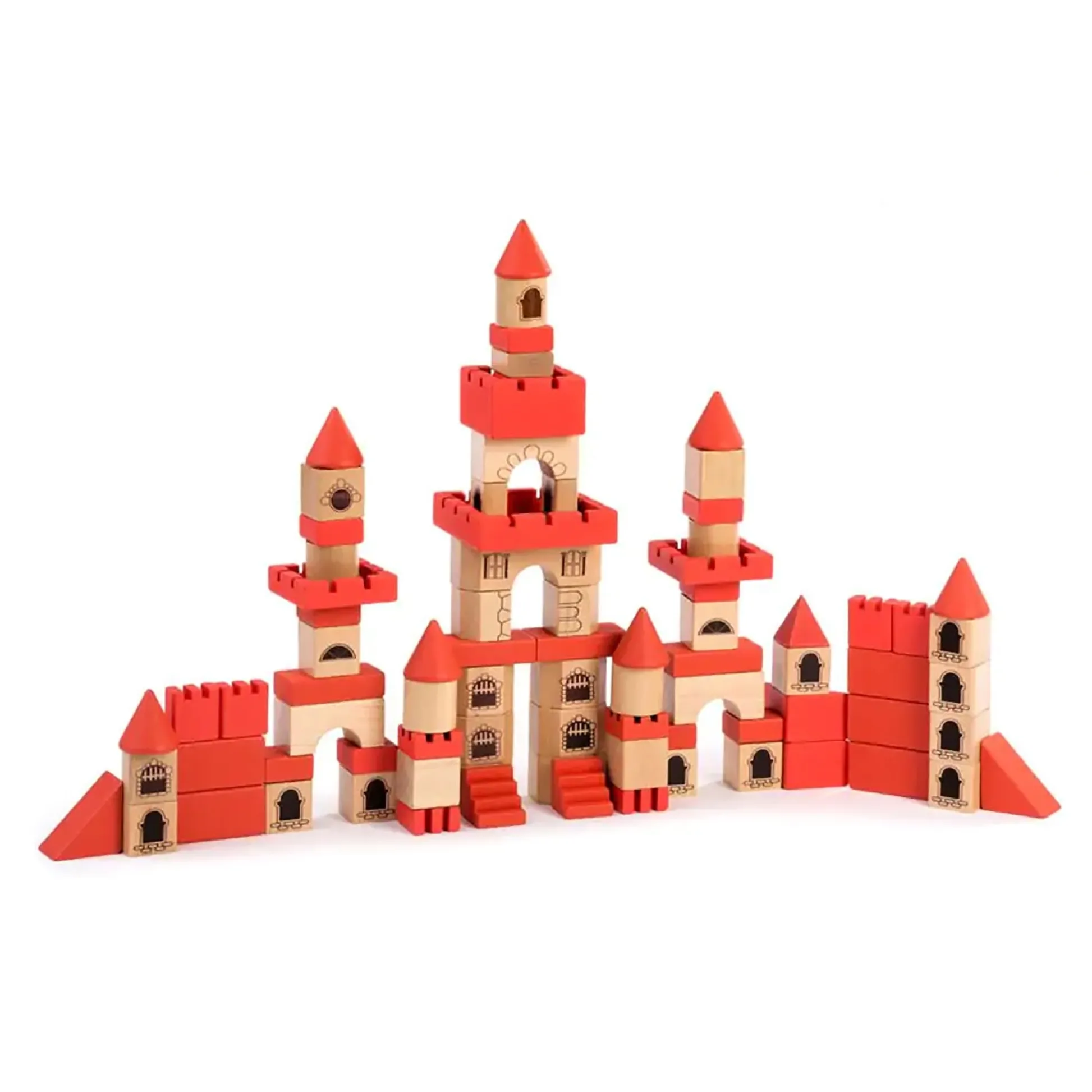 Educators Resource Miniland Eco-Friendly Wooden Stacking Castle Playset* Wood & Jumbo Blocks