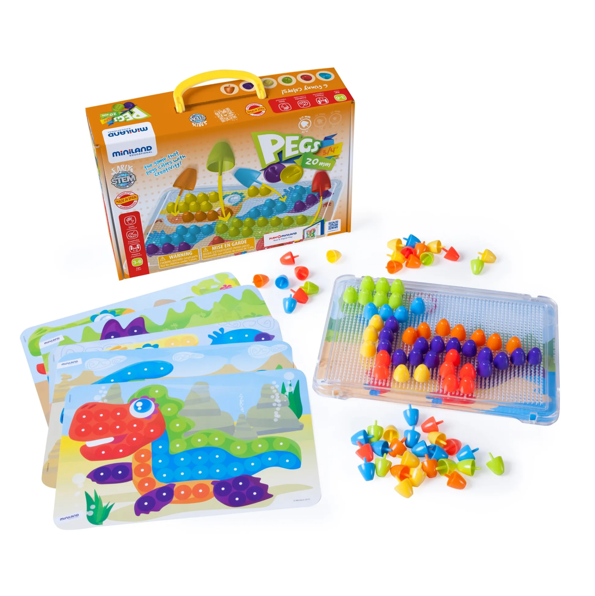 Educators Resource Miniland Educational Pegs & Patterns Set - Bright Colors - 90 Pieces* Preschool Education Toys & Activities