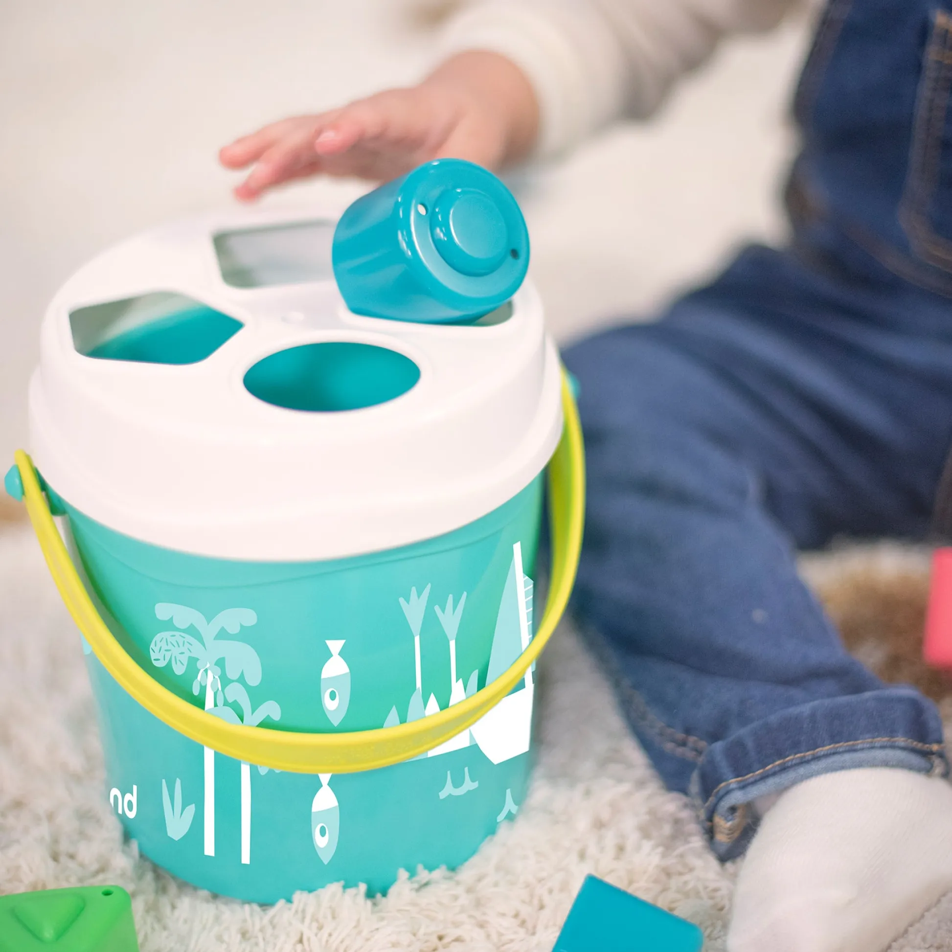 Educators Resource Miniland Feel to Learn - Shape Sorting Bucket - Vibrant Turquoise* Preschool Education Toys & Activities