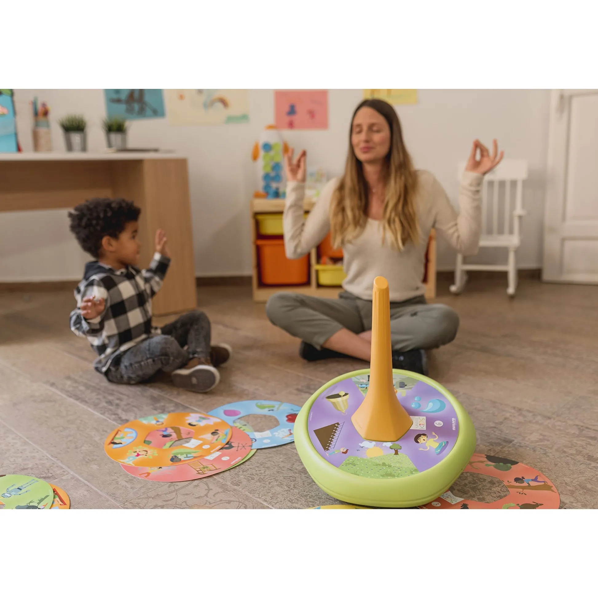 Educators Resource Miniland Mindful Kids - Giant Mindfulness Spinning Top - Multitheme* Social & Emotional Skills|Preschool Education Toys & Activities