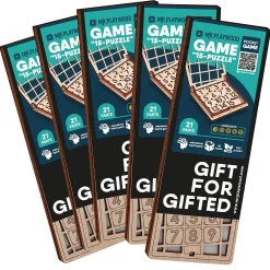 Educators Resource Mr.PLAYWOOD Fifteen Game 5-Pack Wooden STEM 3D Puzzles - 15 pc* Puzzles