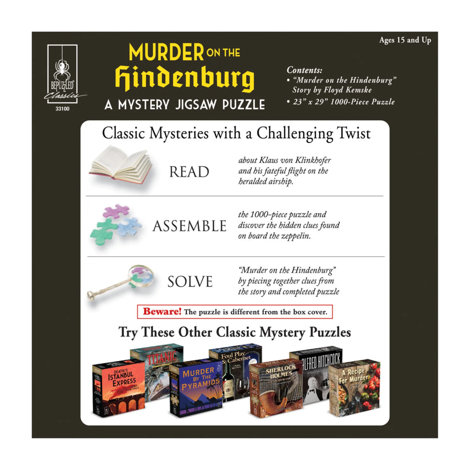 AreYouGame Murder on the Hindenburg 1000-Piece Classic Mystery Jigsaw Puzzle* Puzzles