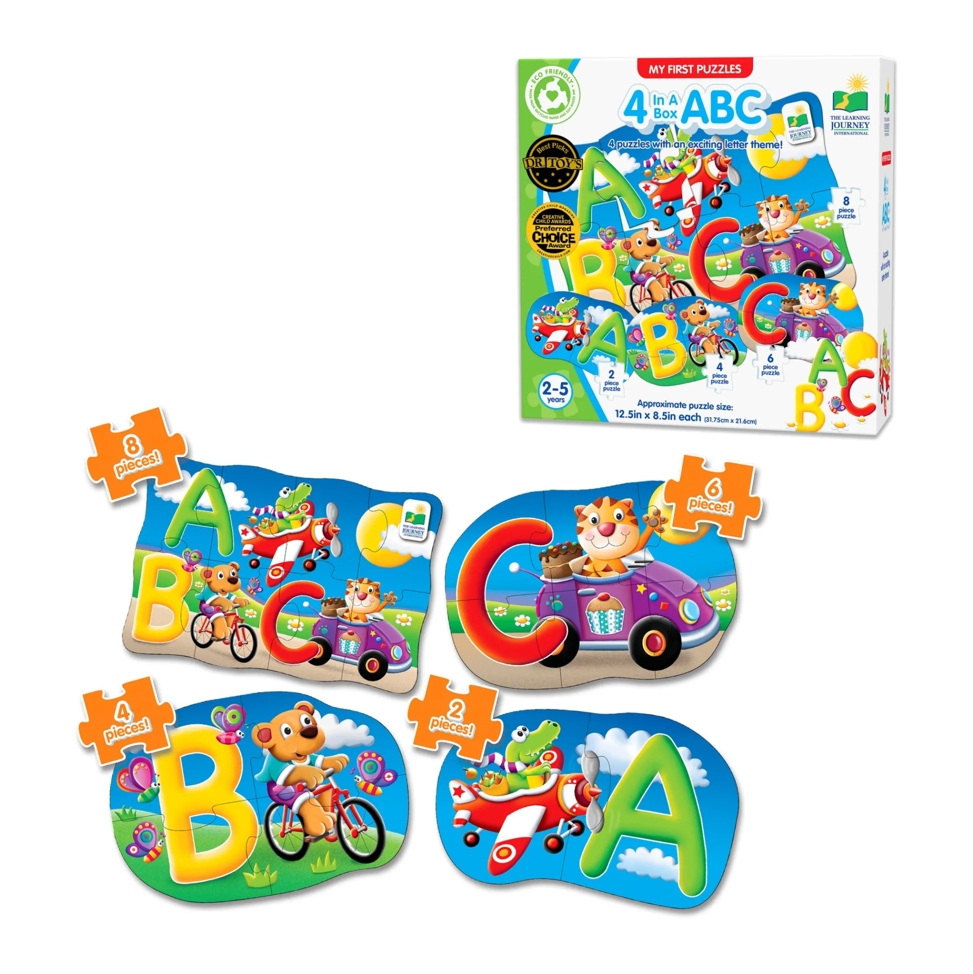 AreYouGame My First Puzzles - ABC Animal Adventure 4-Pack Set* Toddler & Preschool Games & Puzzles|Puzzles