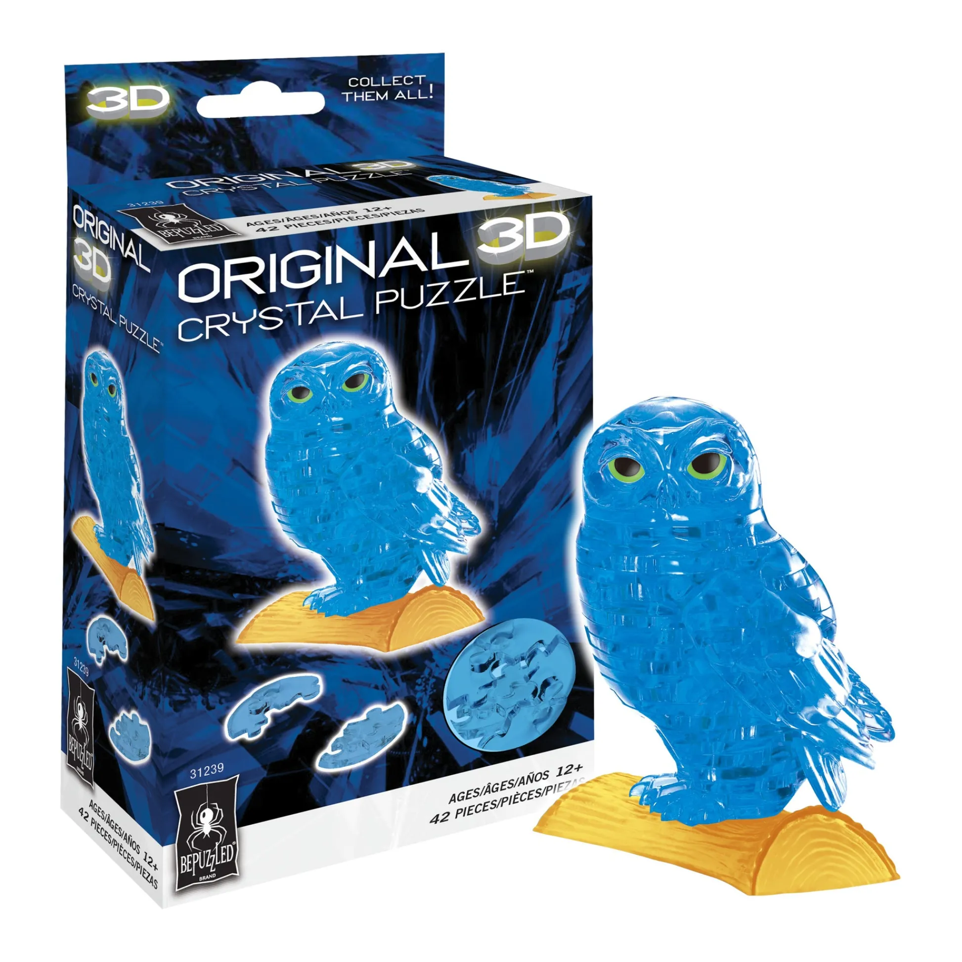 AreYouGame Mystical Blue Owl 3D Crystal Puzzle - 42 Piece Set* Puzzles