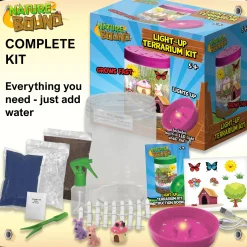 Flat River Group Nature Bound Light-Up Terrarium Kit – Pink Mini Garden Jar with LED for Kids 5+* Science Toys