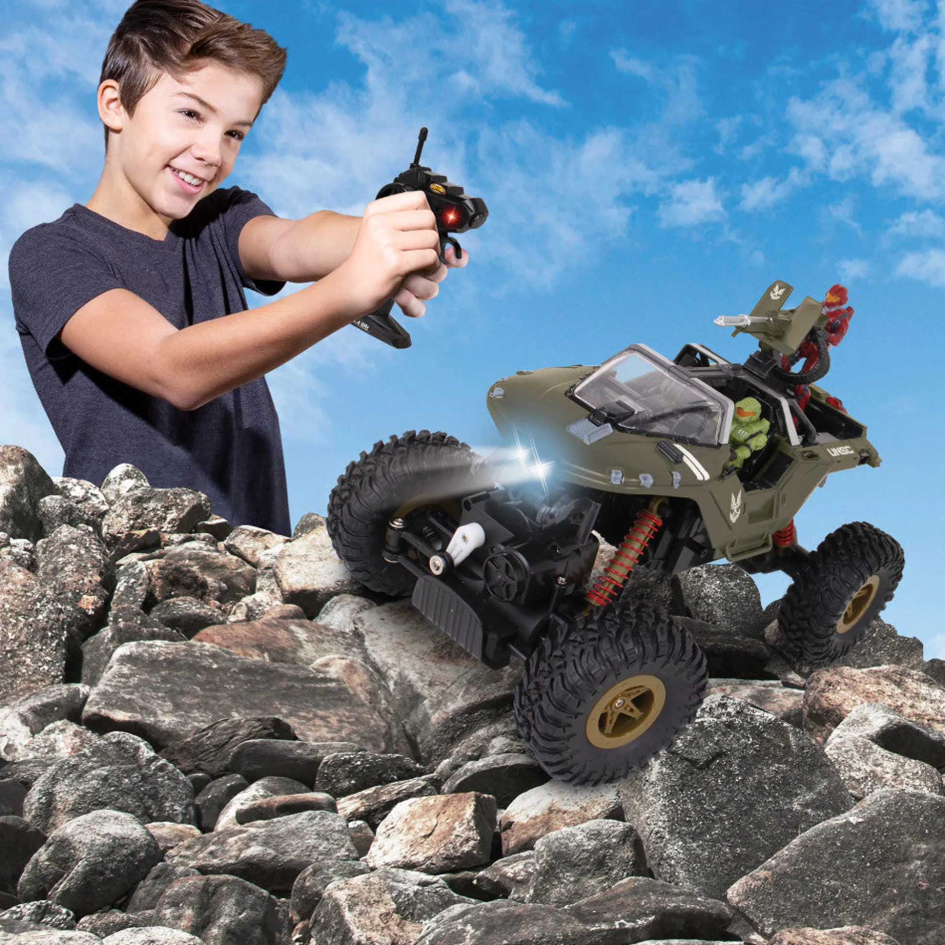 Flat River Group NKOK HALO Infinite RC UNSC Warthog 'Rock Hog' - Master Chief & Spartan - 2.4 GHz Remote Control Vehicle* Rc Cars & Flight