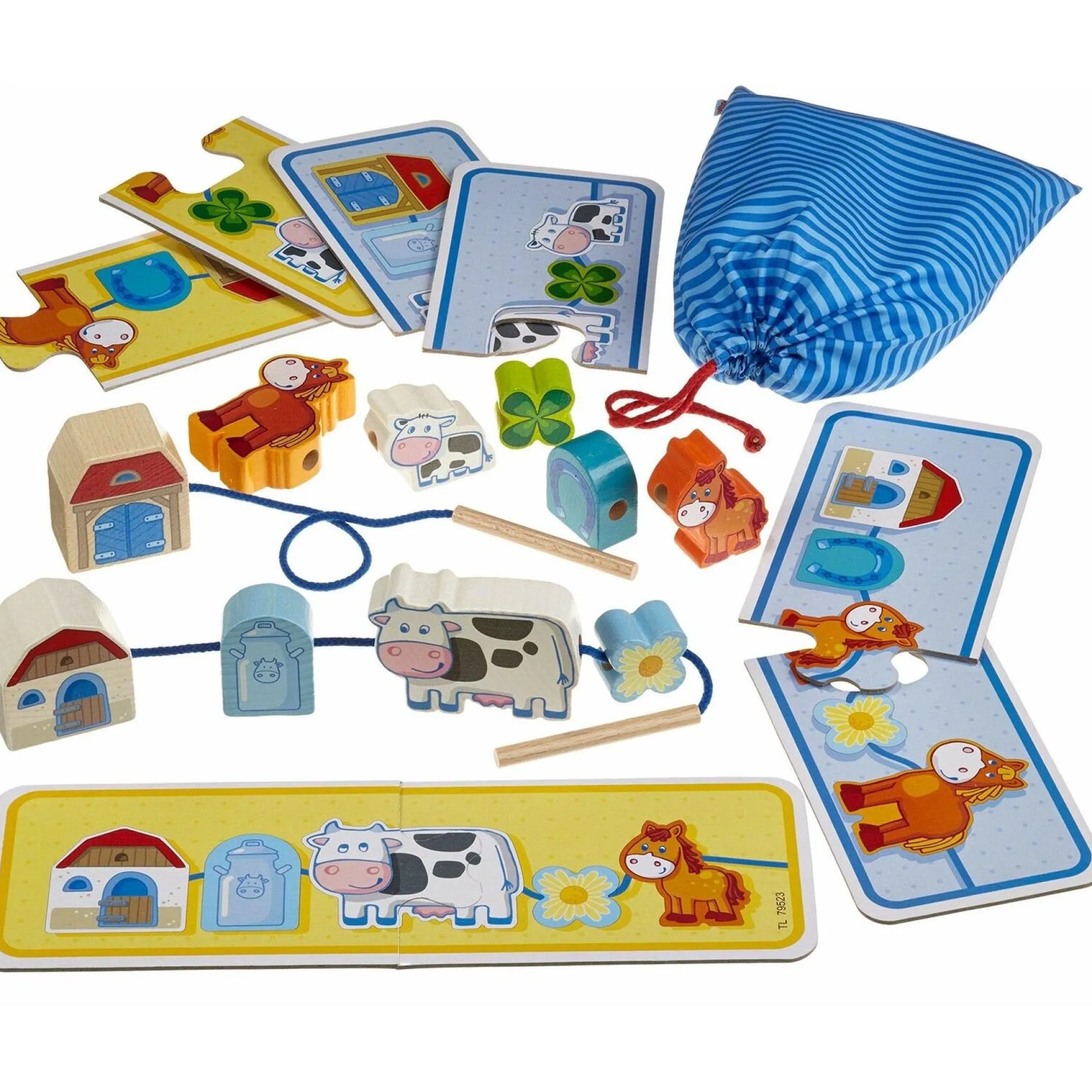 HABA USA On the Farm Threading Game - Educational Wooden Toy for Toddlers* Preschool Education Toys & Activities