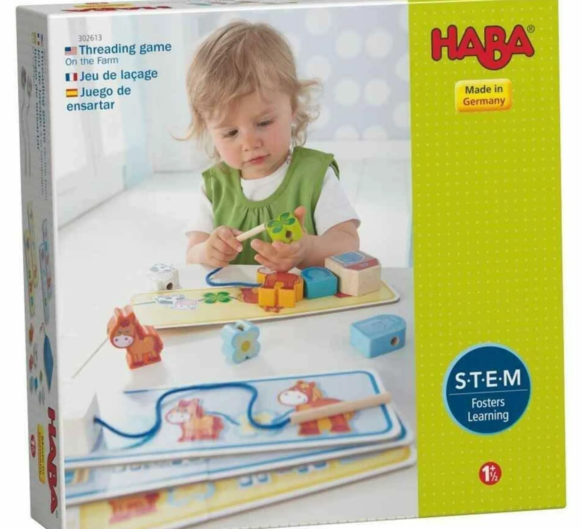 HABA USA On the Farm Threading Game - Educational Wooden Toy for Toddlers* Preschool Education Toys & Activities