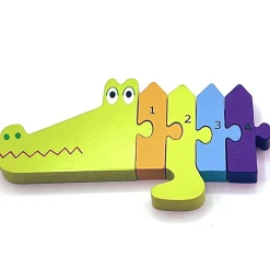 Flat River Group Orange Tree Toys Crocodile Number Wooden Puzzle - 11 pc* Puzzles|Preschool Education Toys & Activities