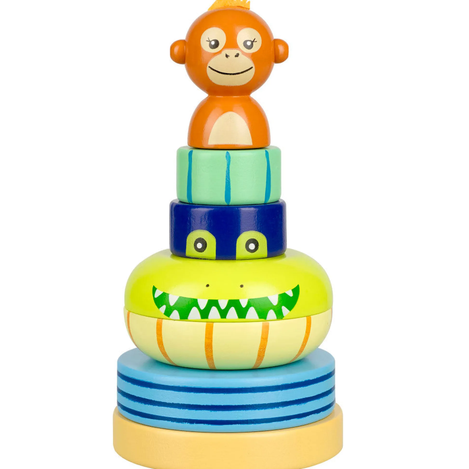 Flat River Group Orange Tree Toys Jungle Animals Stacking Ring - Colorful Wooden Puzzle Toy for Toddlers* Puzzles|Blocks, Sorting & Stacking Toys